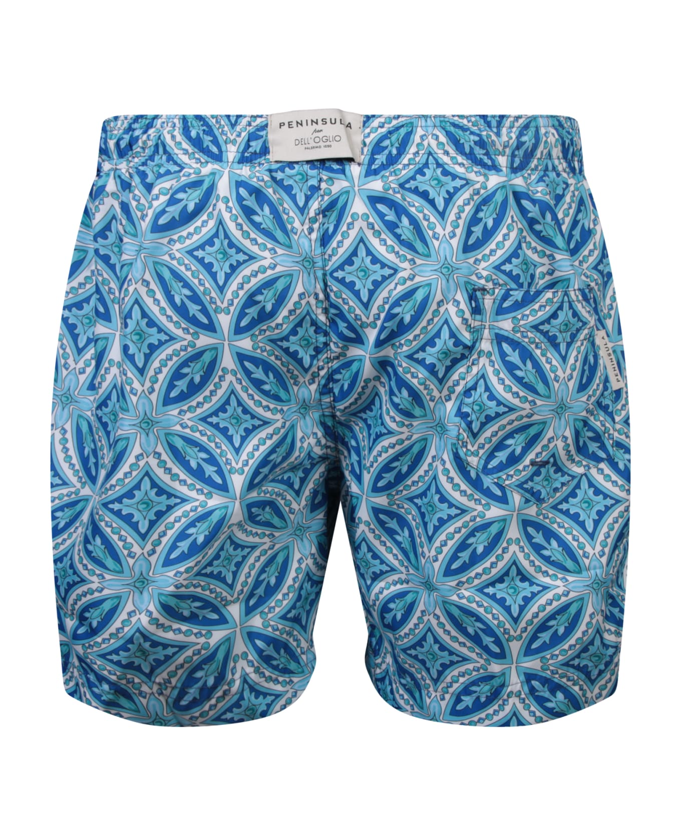 Peninsula Swimwear Patterned Swim Shorts In Sky Blue/blue/white By Peninsula - White