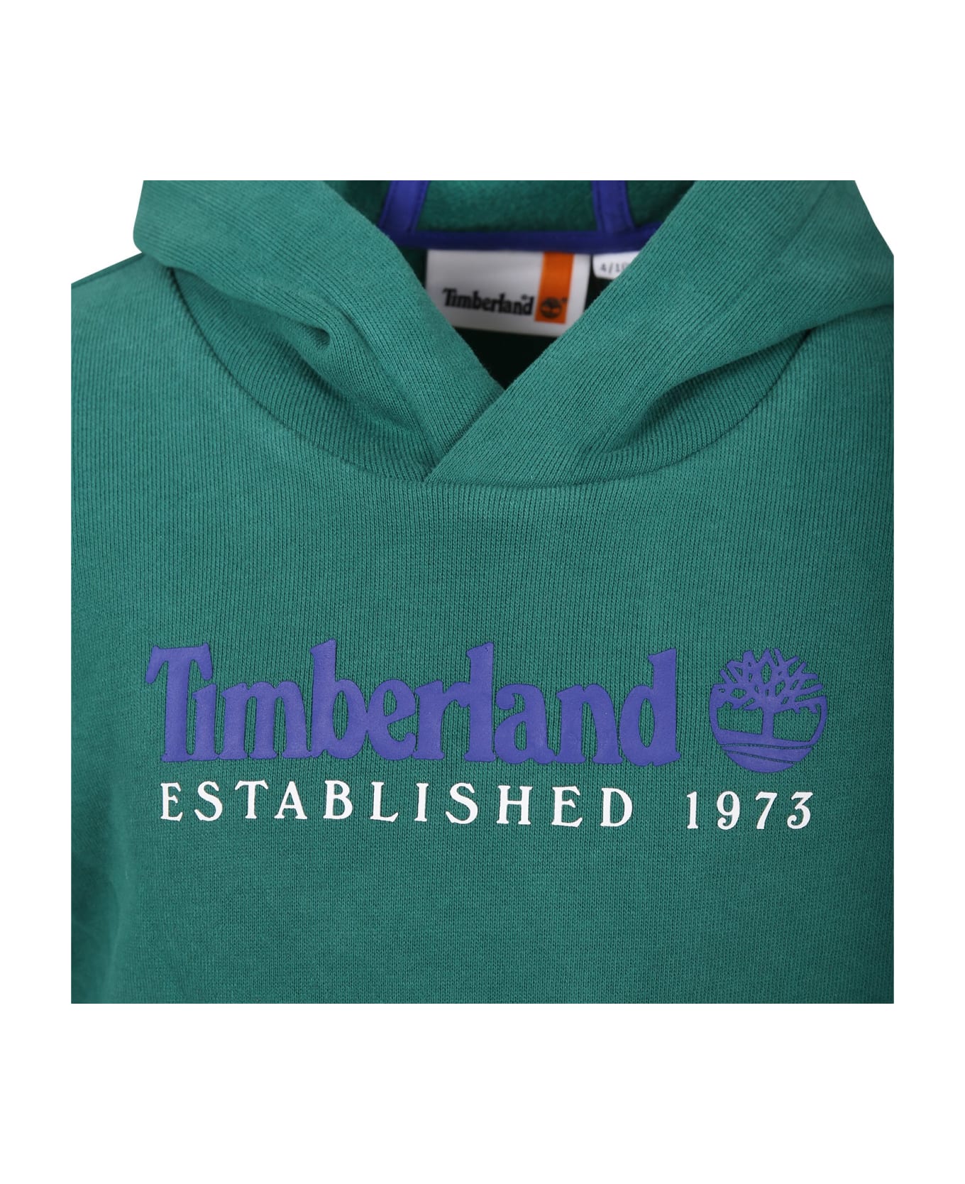Timberland Green Sweatshirt For Boys With Logo - Green ニットウェア＆スウェットシャツ