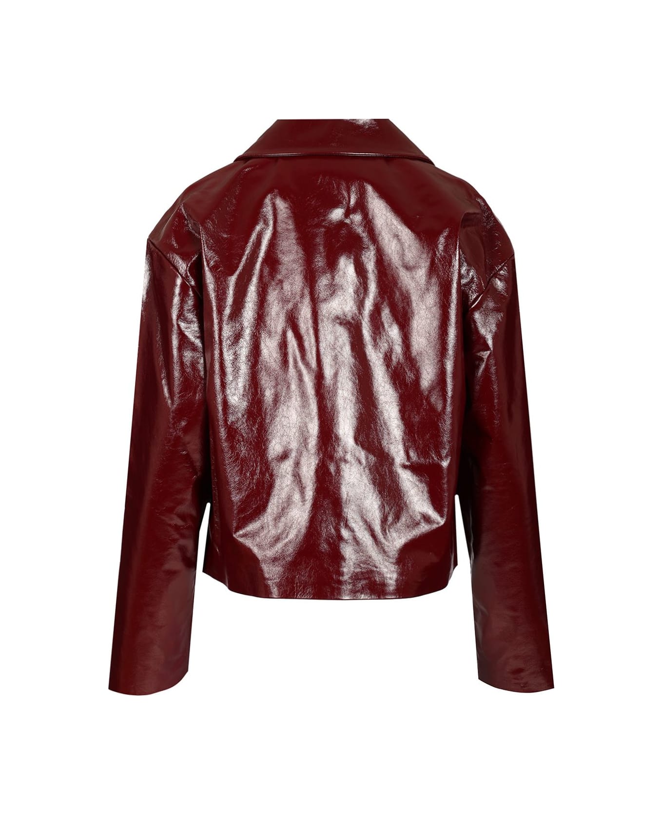 self-portrait Patent Leather Jacket - BORDEAUX