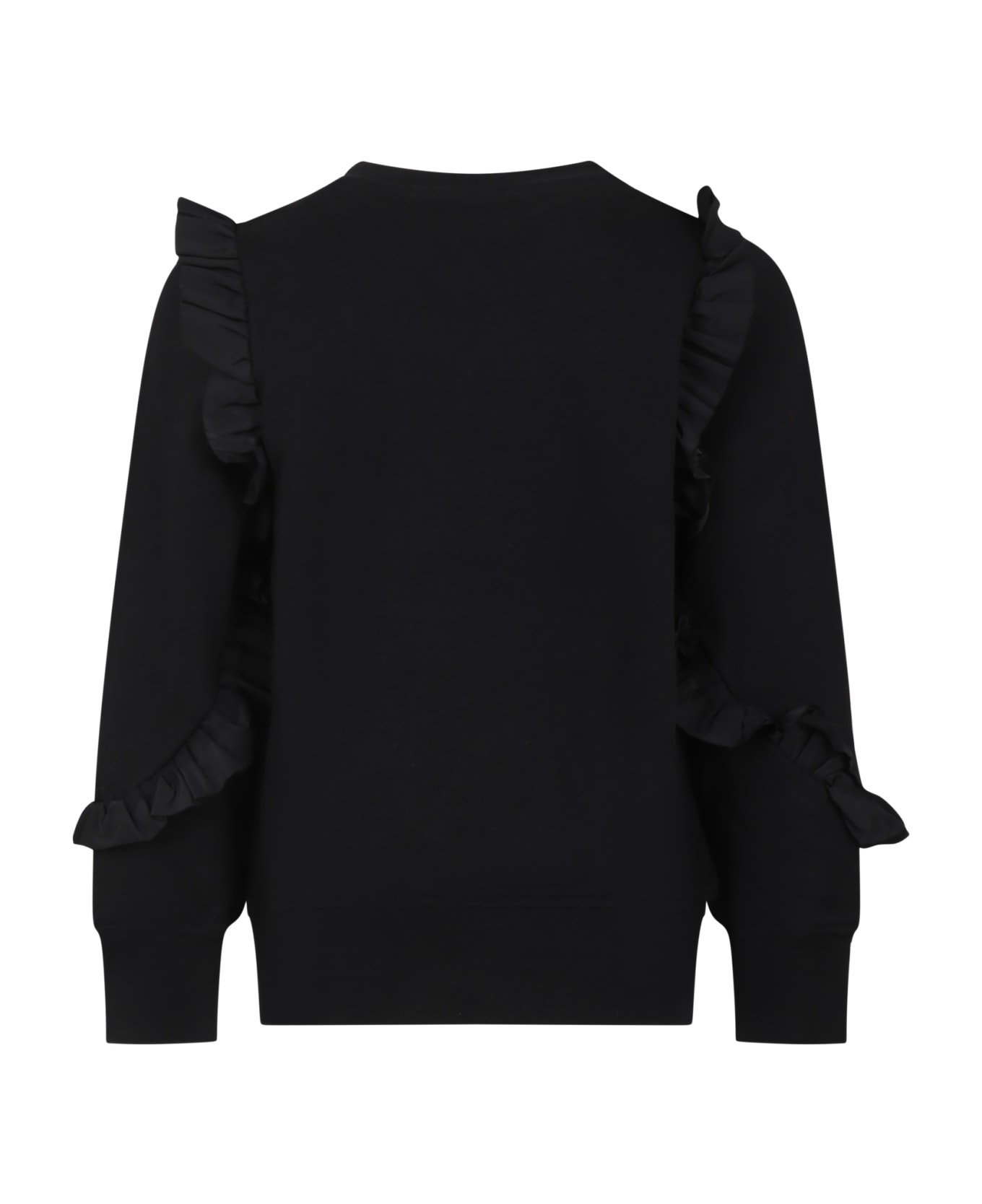 MSGM Fuchsia Sweatshirt For Girl With Logo - Black