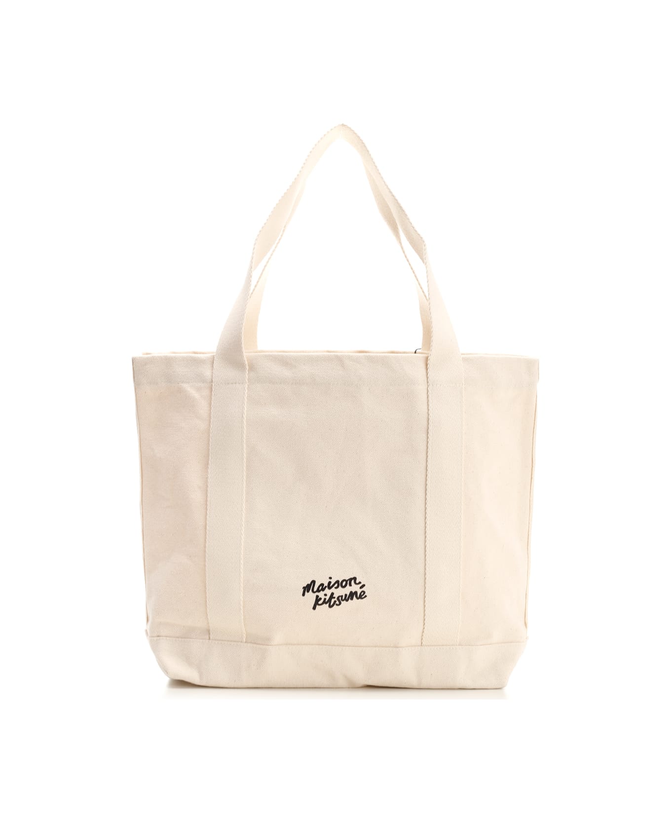 Maison Kitsuné Tote Bag In Canvas - Ecru トートバッグ