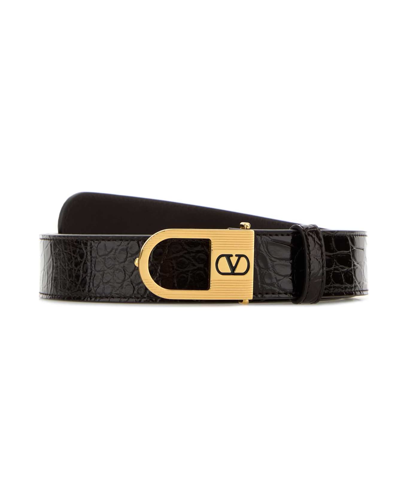 Valentino Garavani Dark Brown Leather Vlogo Signature Belt - OAKBROWNNERO