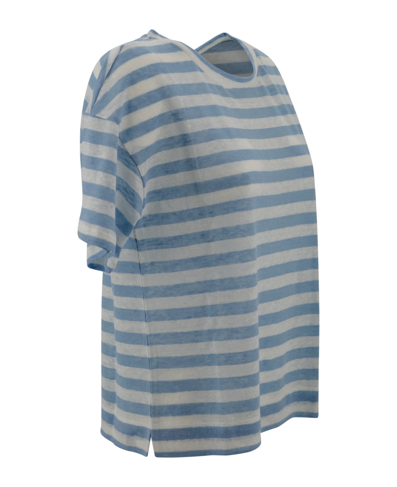 Weekend Max Mara Linen Jersey Blouse - Off rigato Tシャツ
