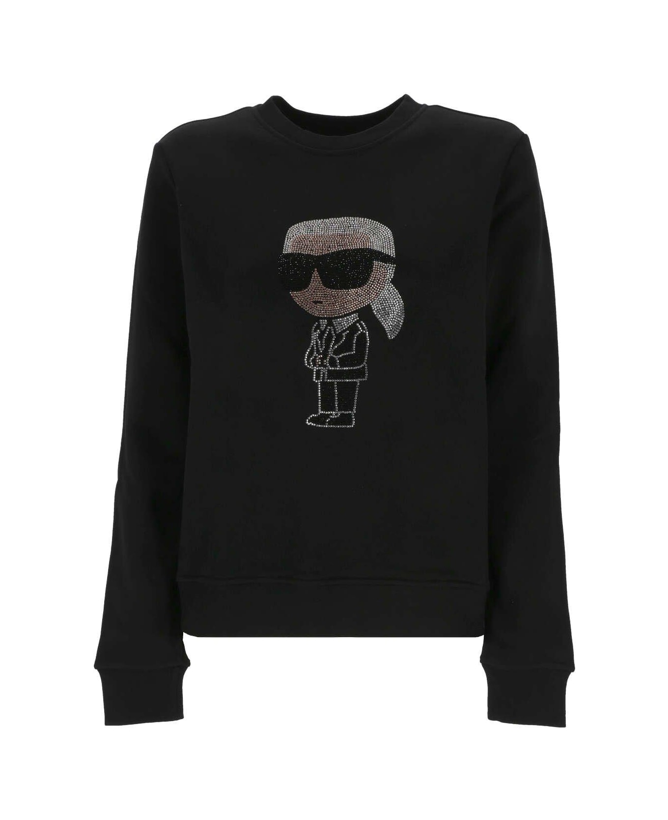 Karl Lagerfeld Embellished Crewneck Sweatshirt - BLACK