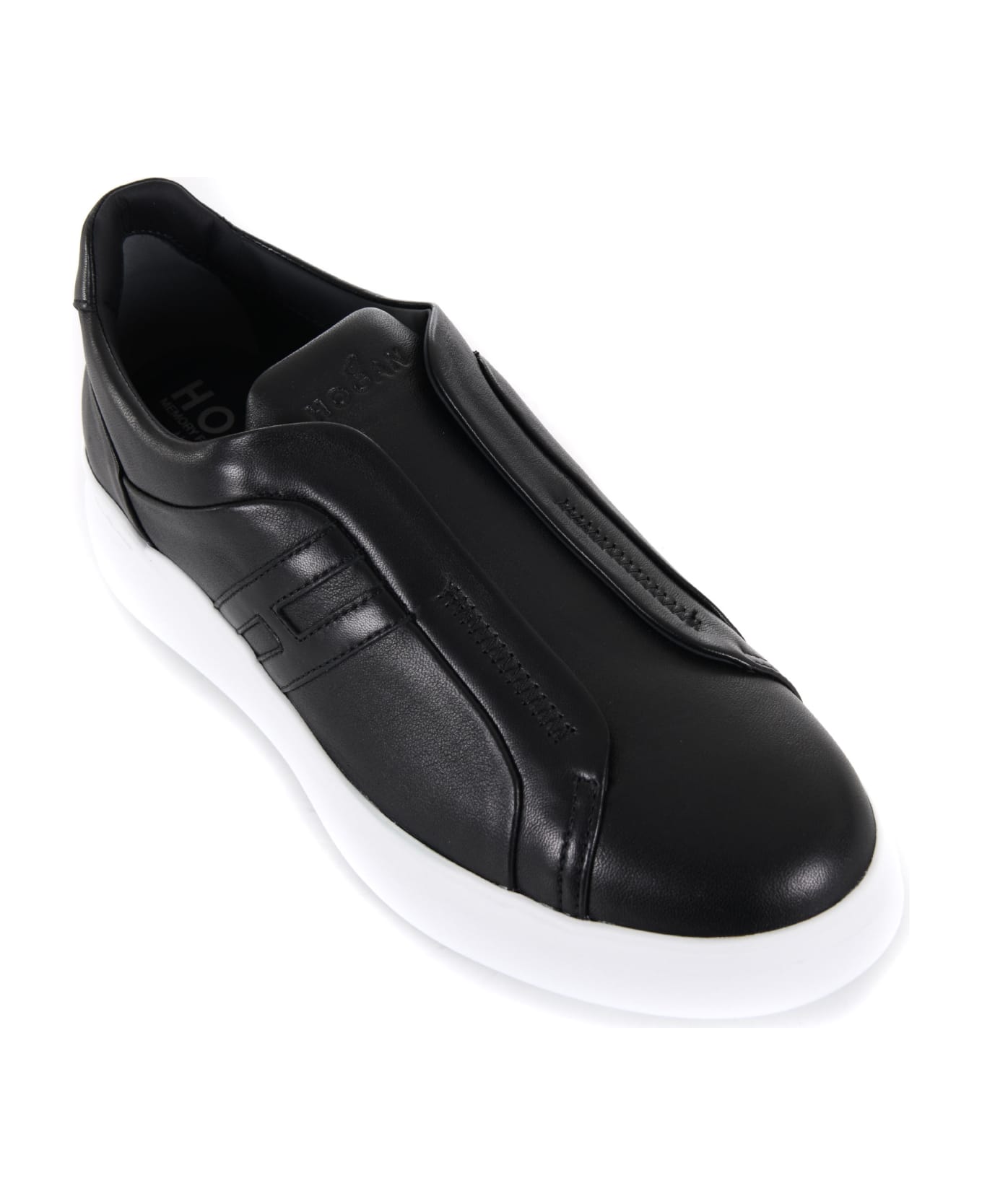 Hogan Slip-on Sneakers In Leather - Nero