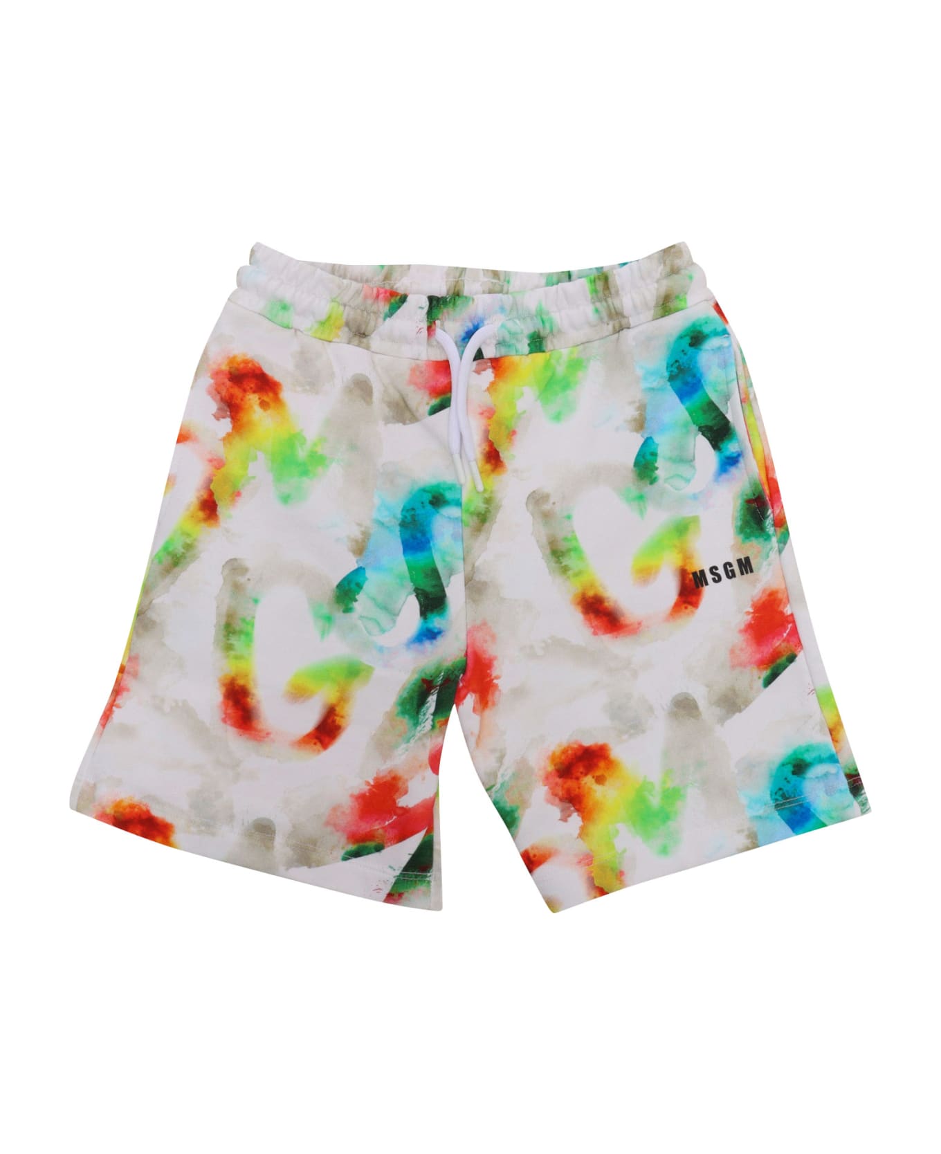 MSGM Bermuda Shorts With All-over Print - WHITE