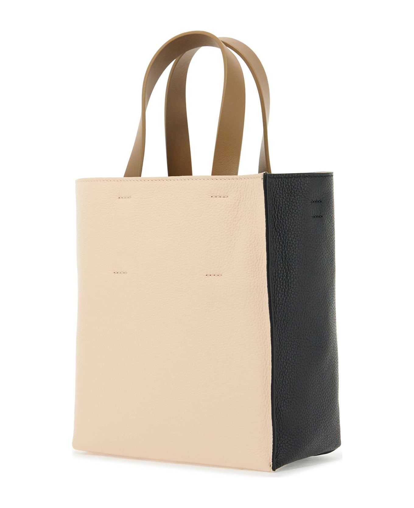 Marni Two-tone Leather Mini Museo Handbag - BLACKSHELLAGATEGREY