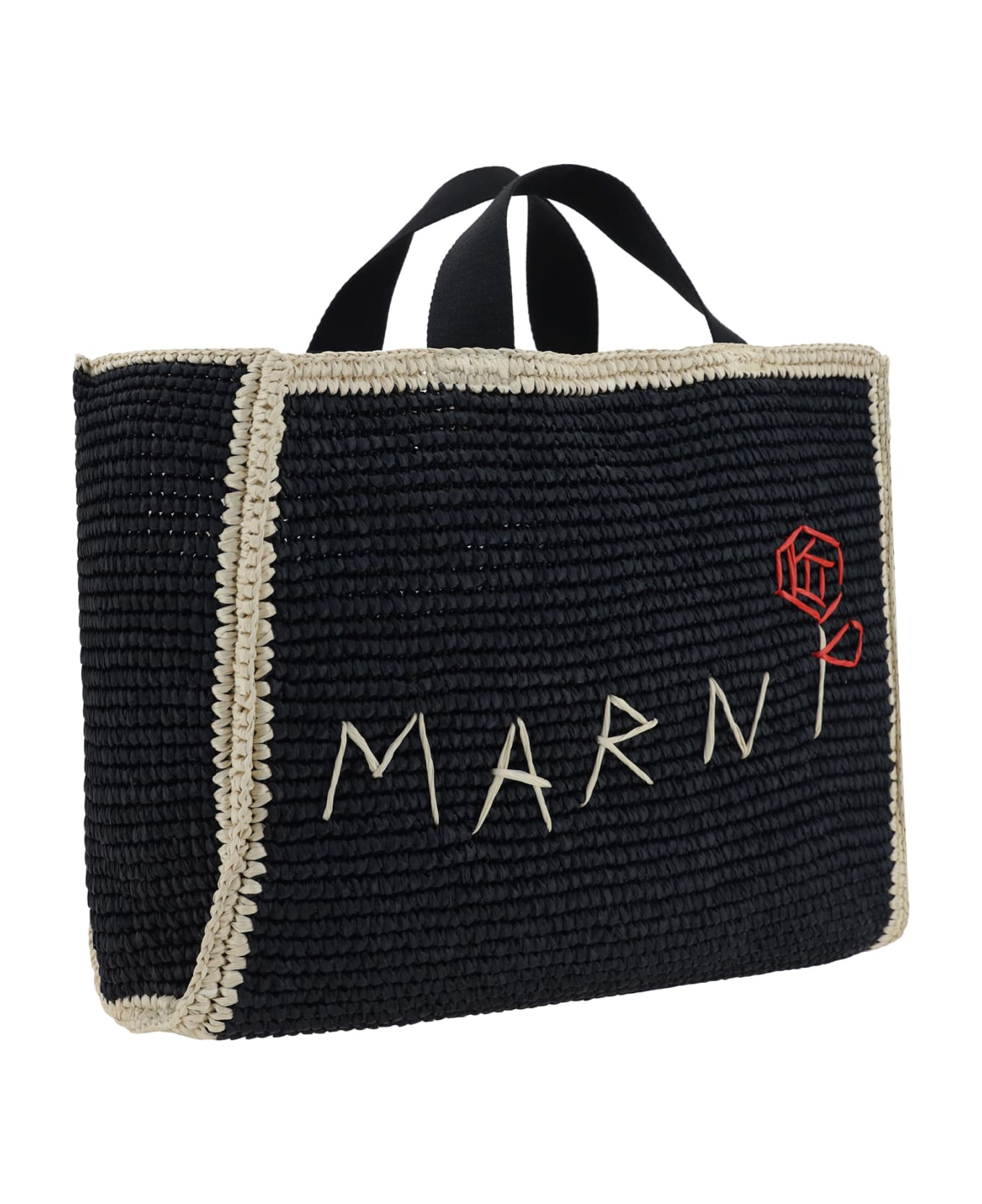 Marni Tote Sillo Medium Handbag - Black/ivory/black