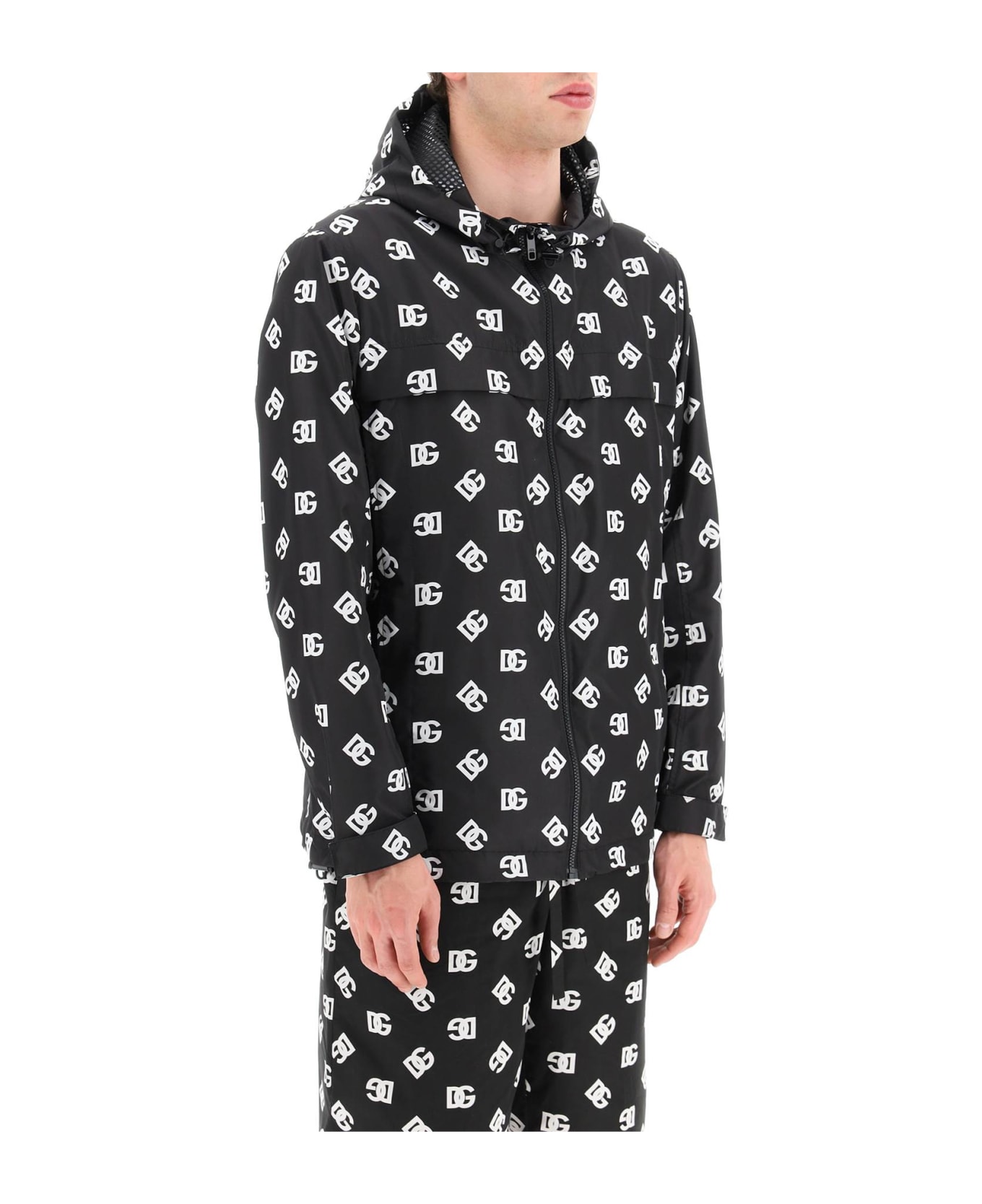 Dolce 
Gabbana Black Nylon Jacket - DG BIANCO FDONERO (Black)
