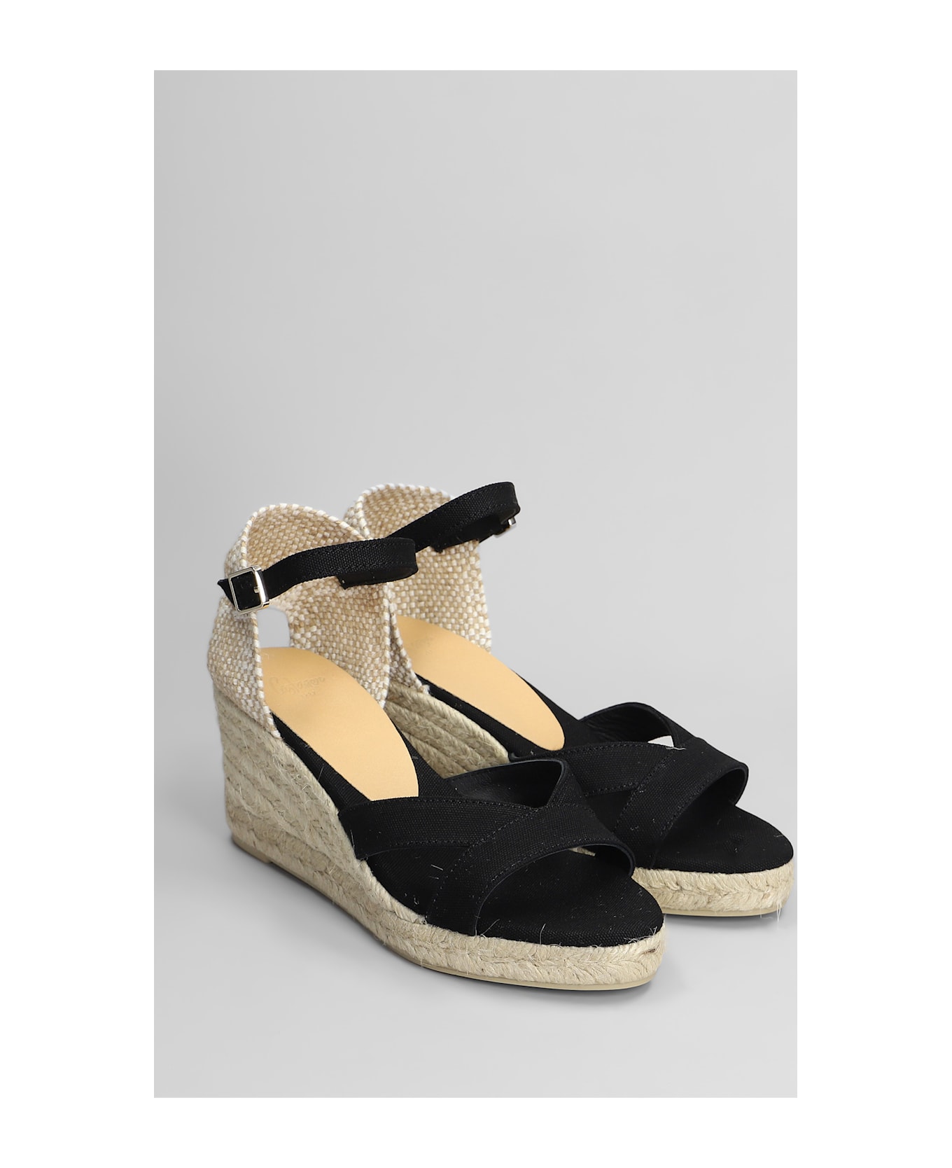 Castañer Bruna-6-001 Wedges In Black Canvas - black