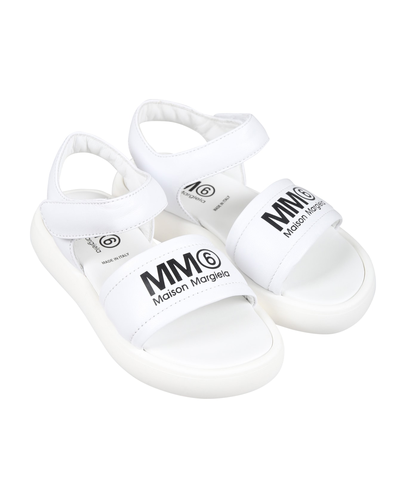 MM6 Maison Margiela White Sandals For Girl With Logo - White