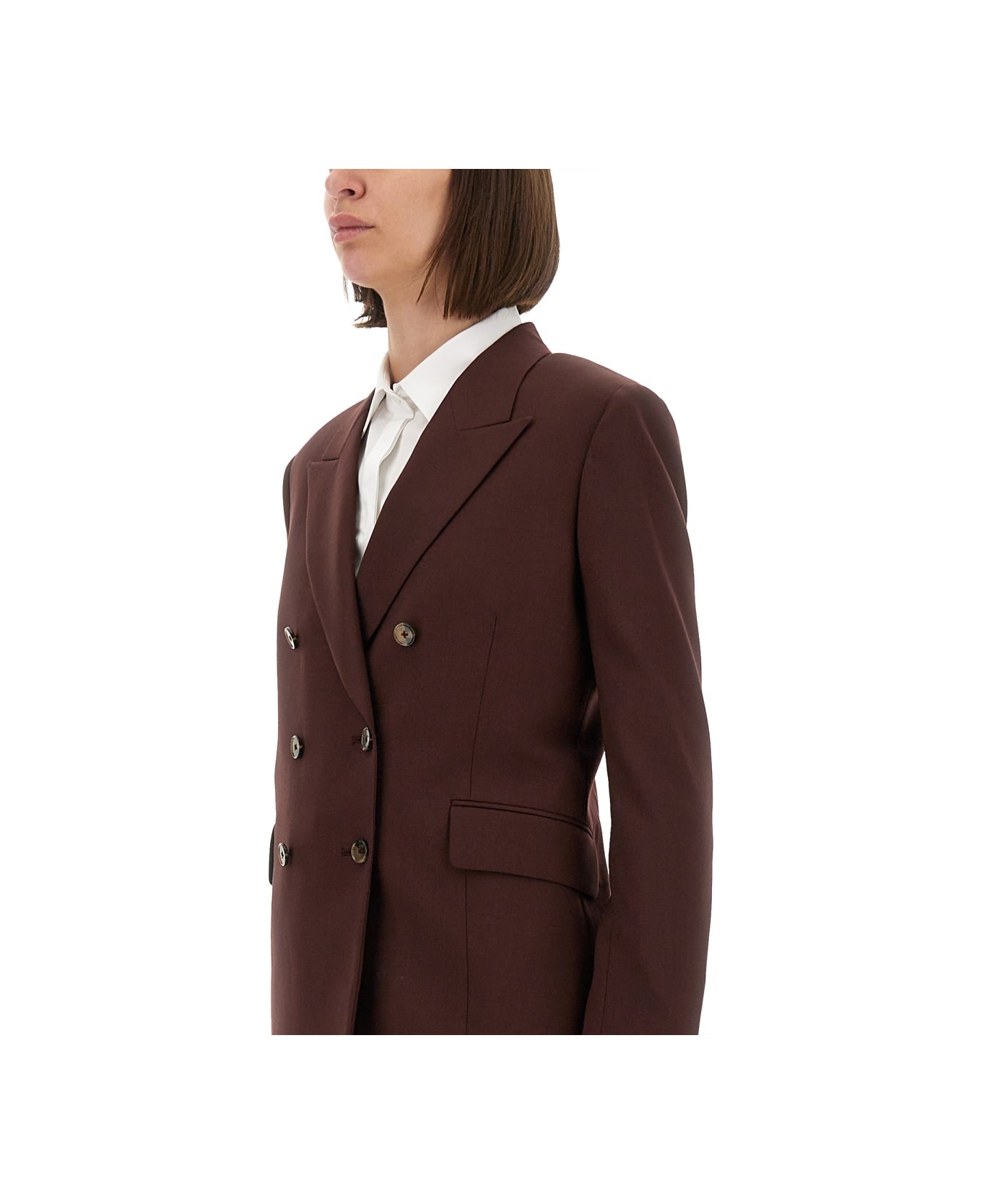 Paul Smith Double-breasted Wool Blazer - BORDEAUX