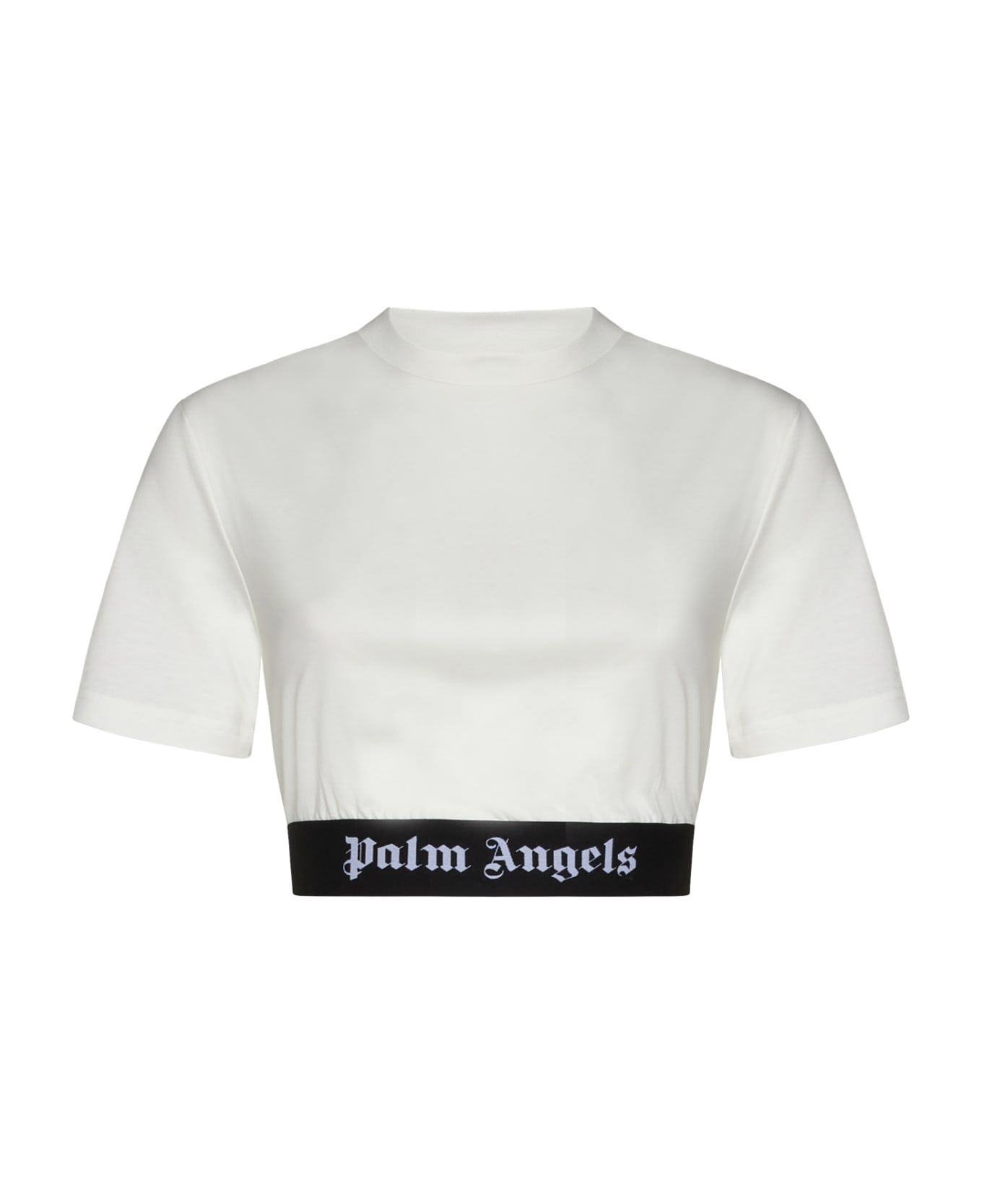 Palm Angels Cotton Crop Top - White Tシャツ