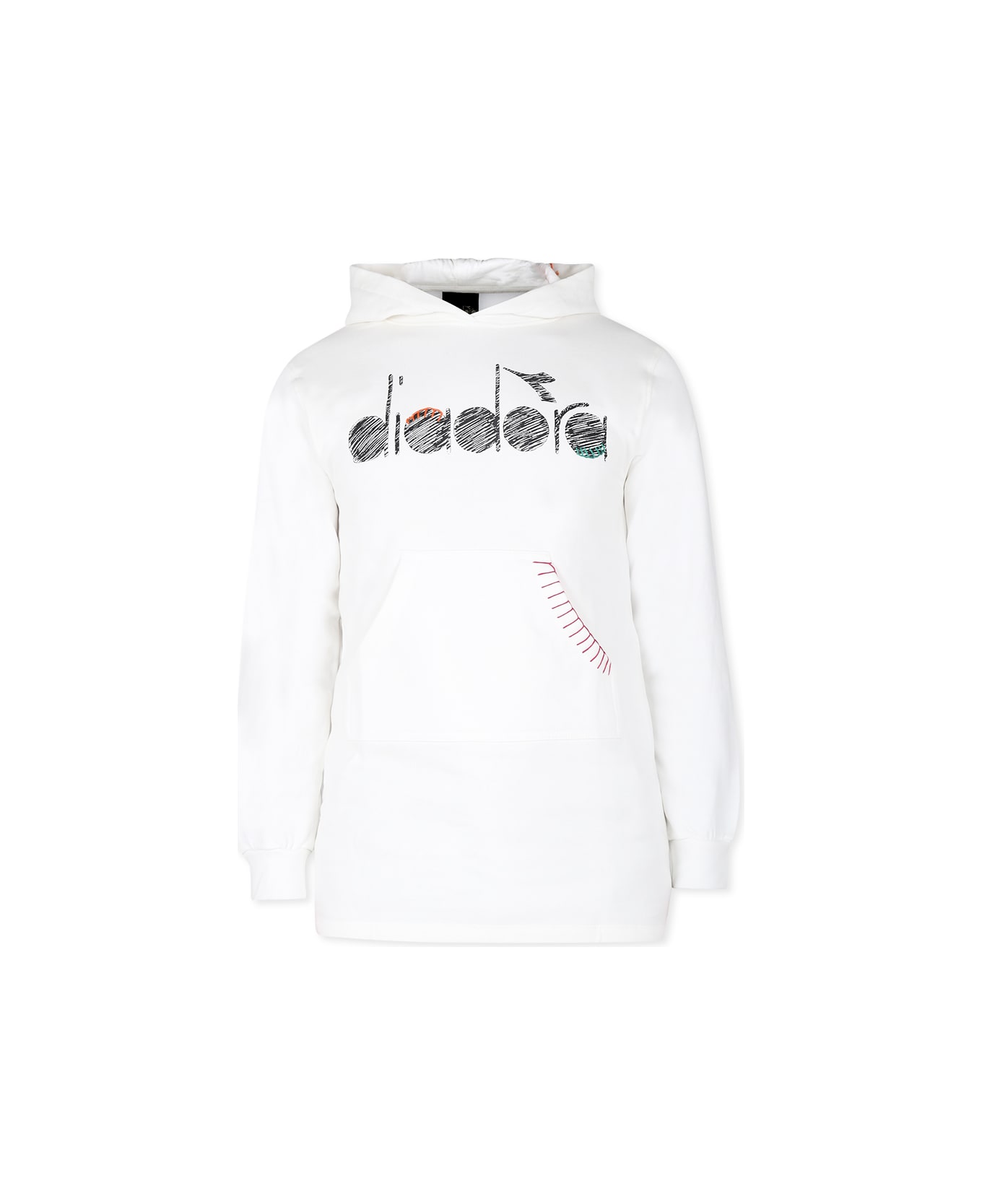 Diadora Ivory Dress For Girl With Logo - Ivory