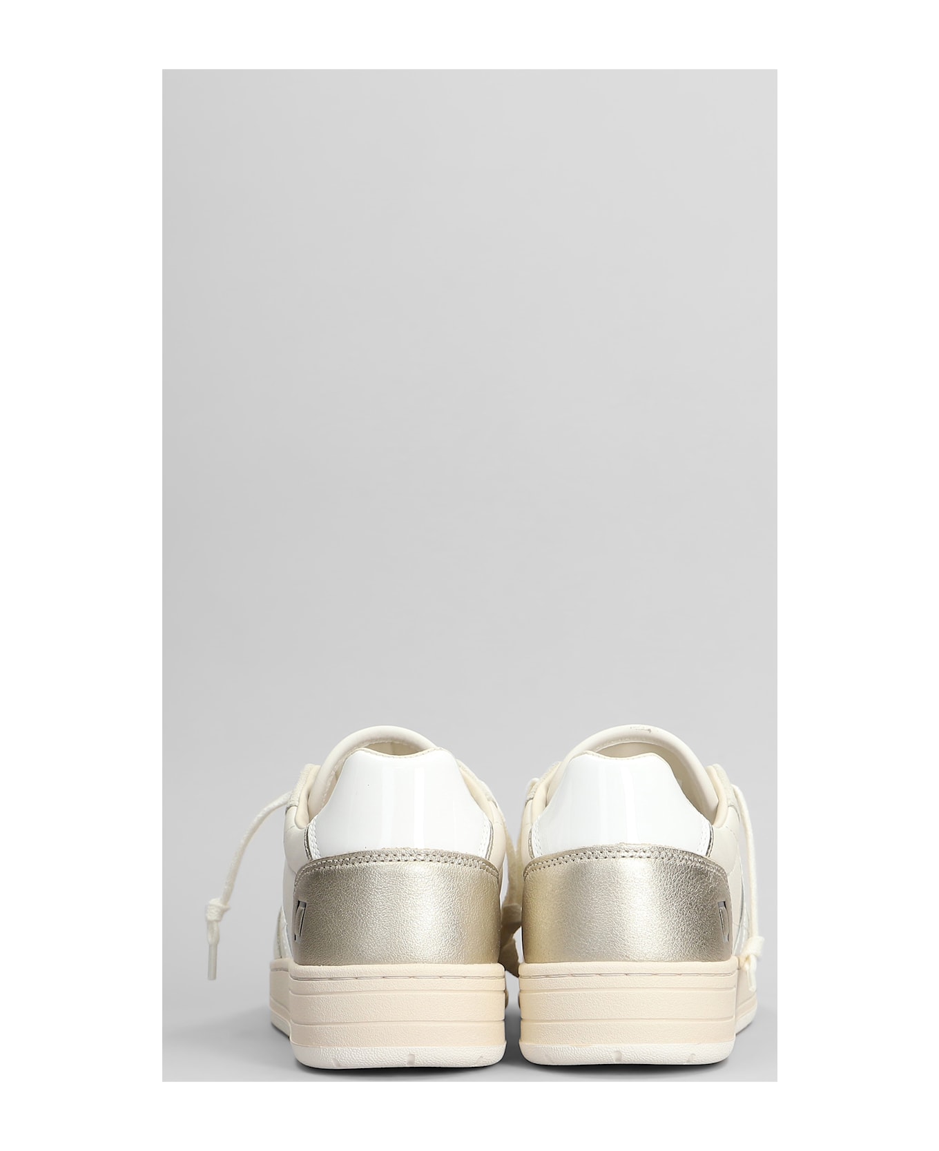D.A.T.E. Court Shiny Sneakers In White Suede And Leather - white