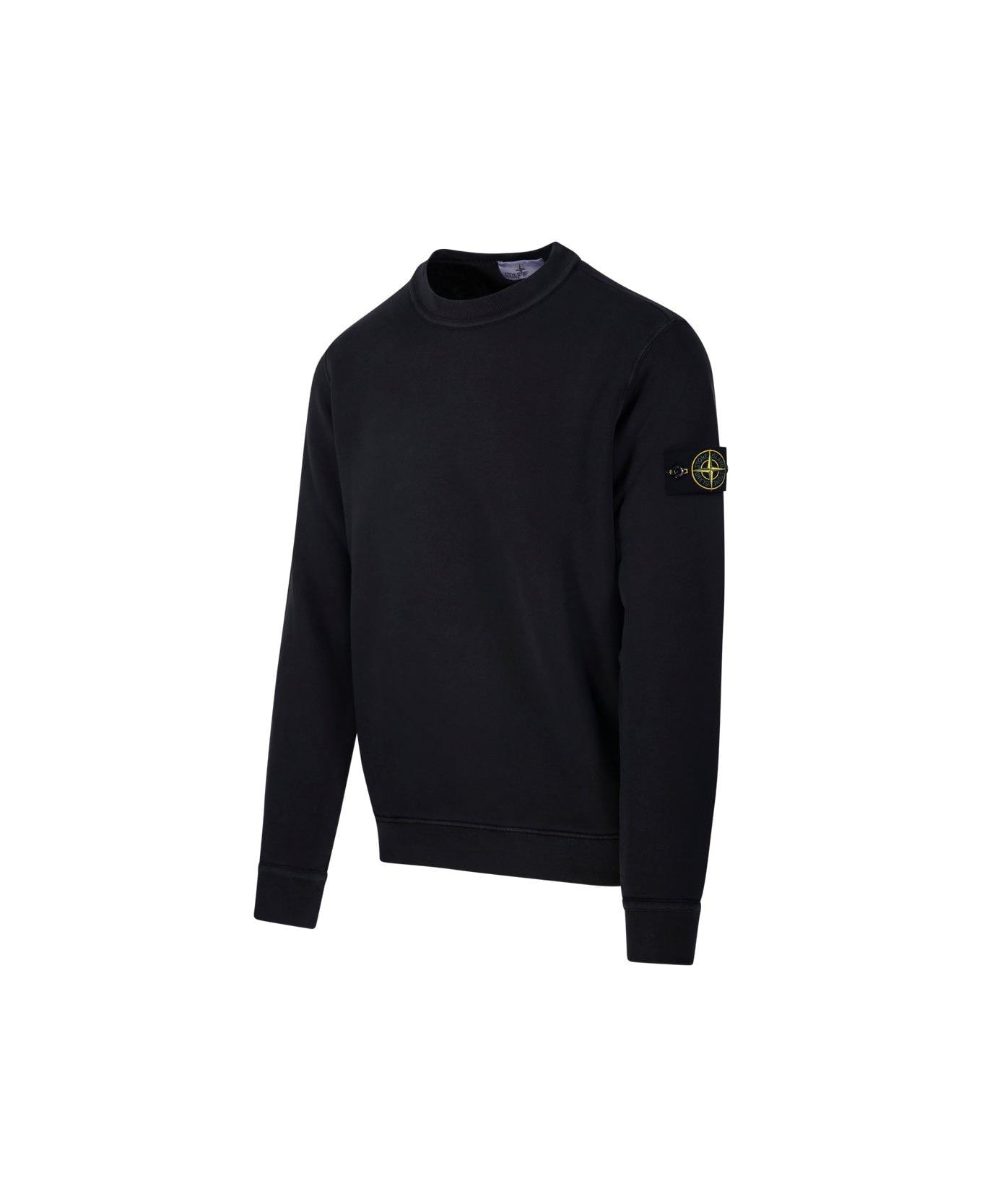 Stone Island Logo Patch Crewneck Sweatshirt - Black