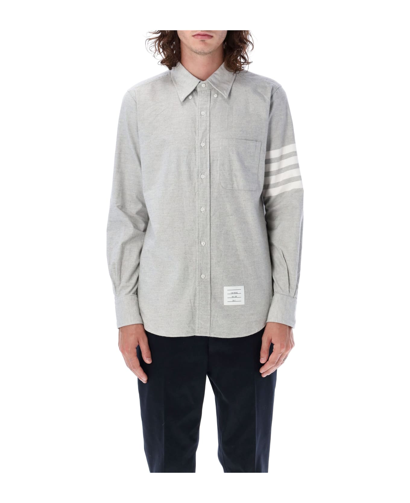 Thom Browne Straight Fit 4-bar Shirt - Grey