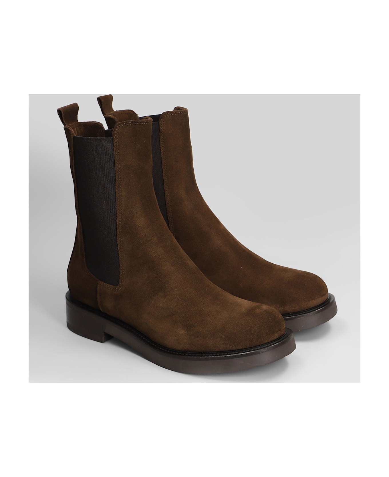 Julie Dee Low Heels Ankle Boots In Leather Color Suede - leather color