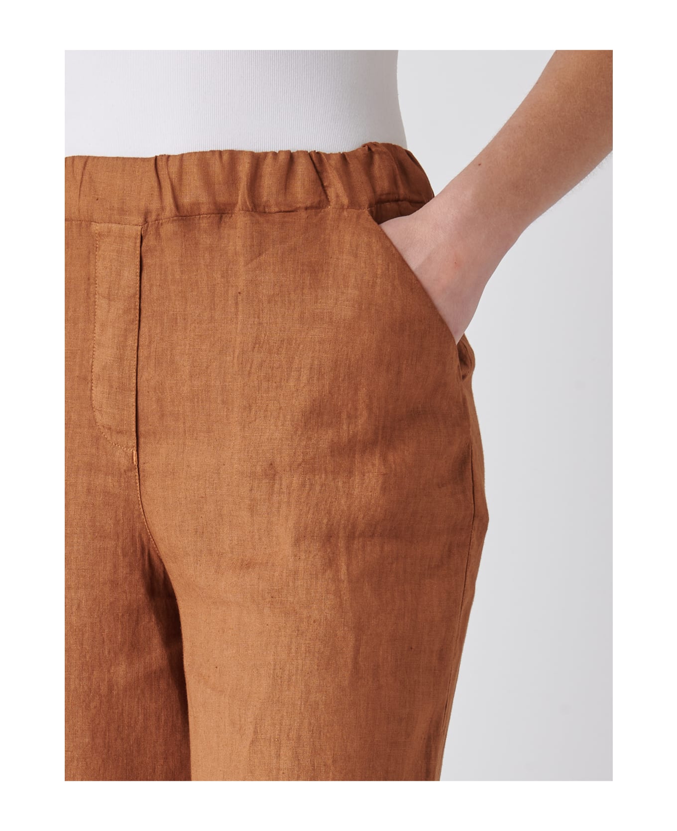 Gran Sasso Linen Trousers - TABACCO