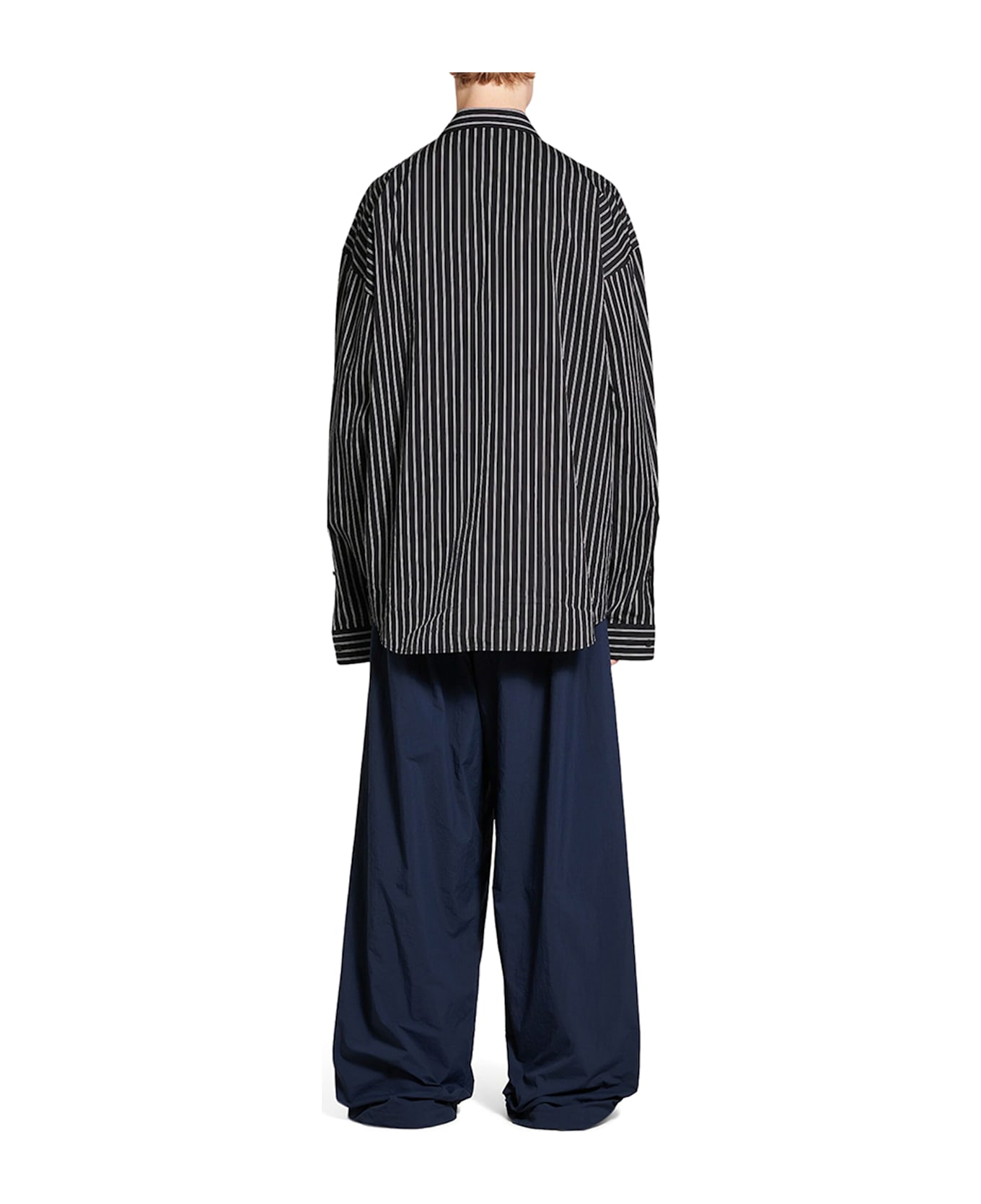 Balenciaga Embroidered Poplin Oversize Shirt - BLACK WHITE