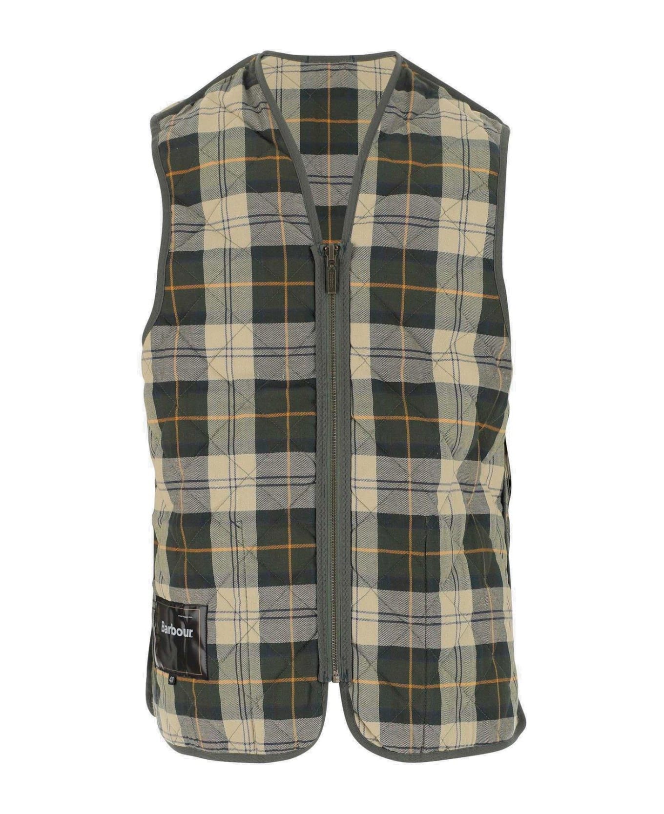 Barbour Reversible Checked Gilet - Olive Ancient
