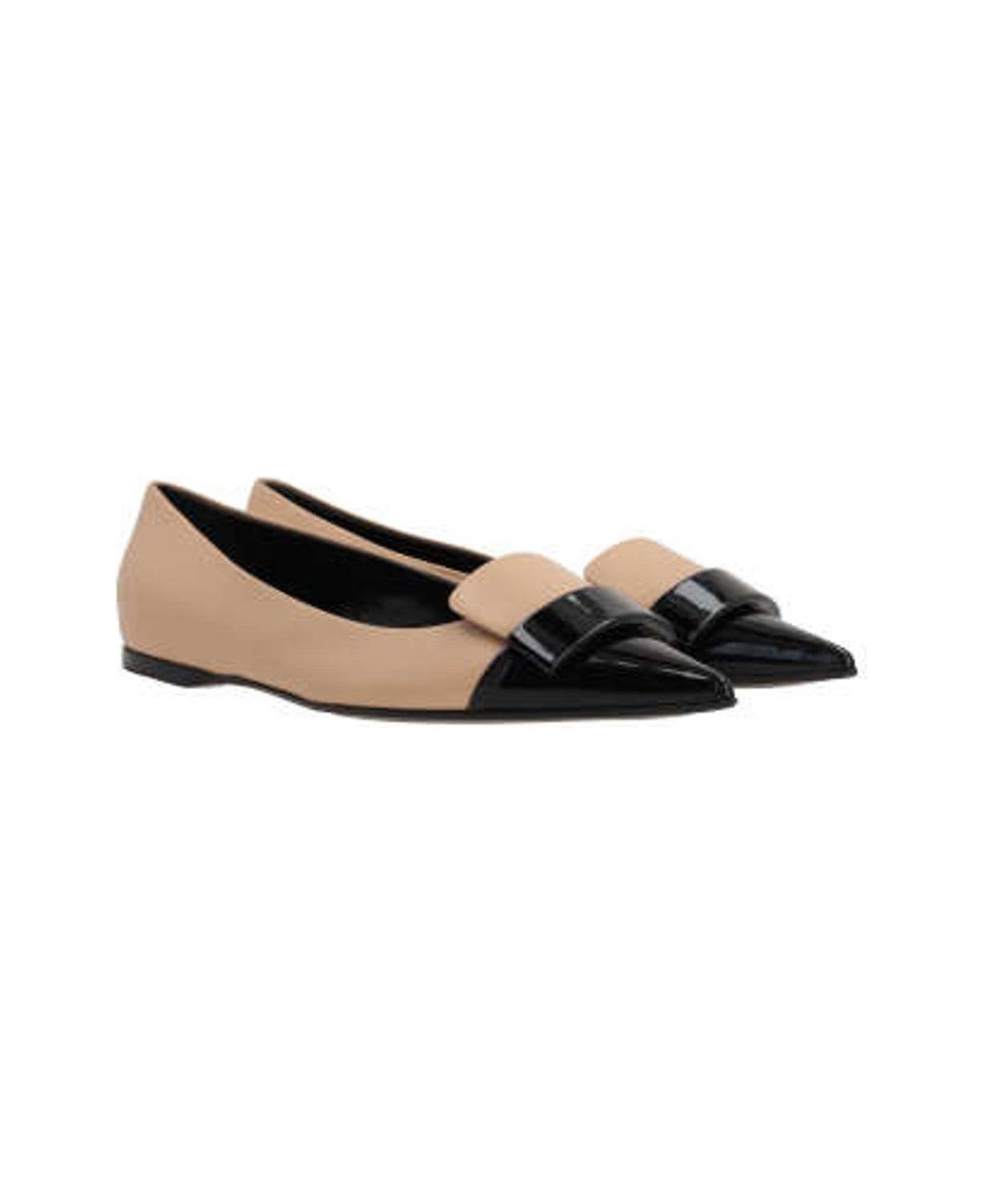 Sergio Rossi Pointed-toe Slip-on Flat Shoes - Beige