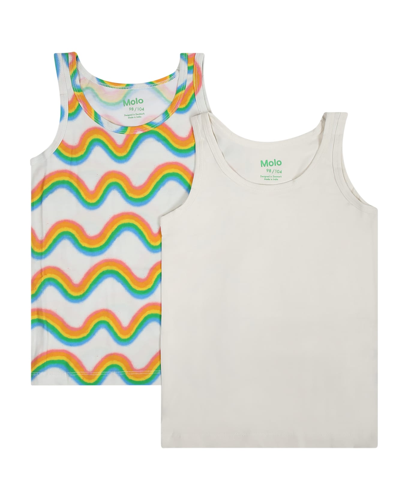Molo White Set For Girl With Rainbow Print - Multicolor