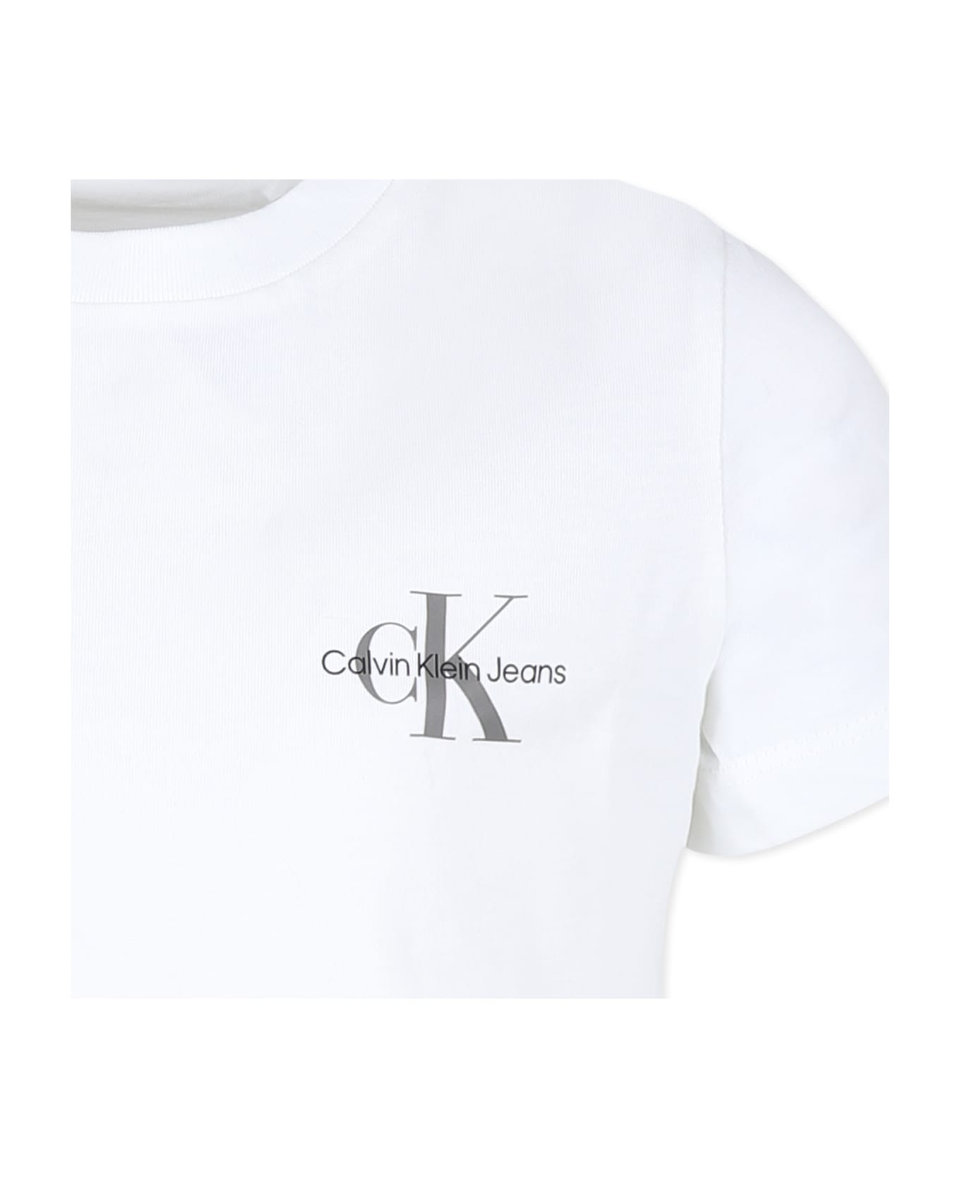 Calvin Klein White T-shirt For Kids With Logo - White