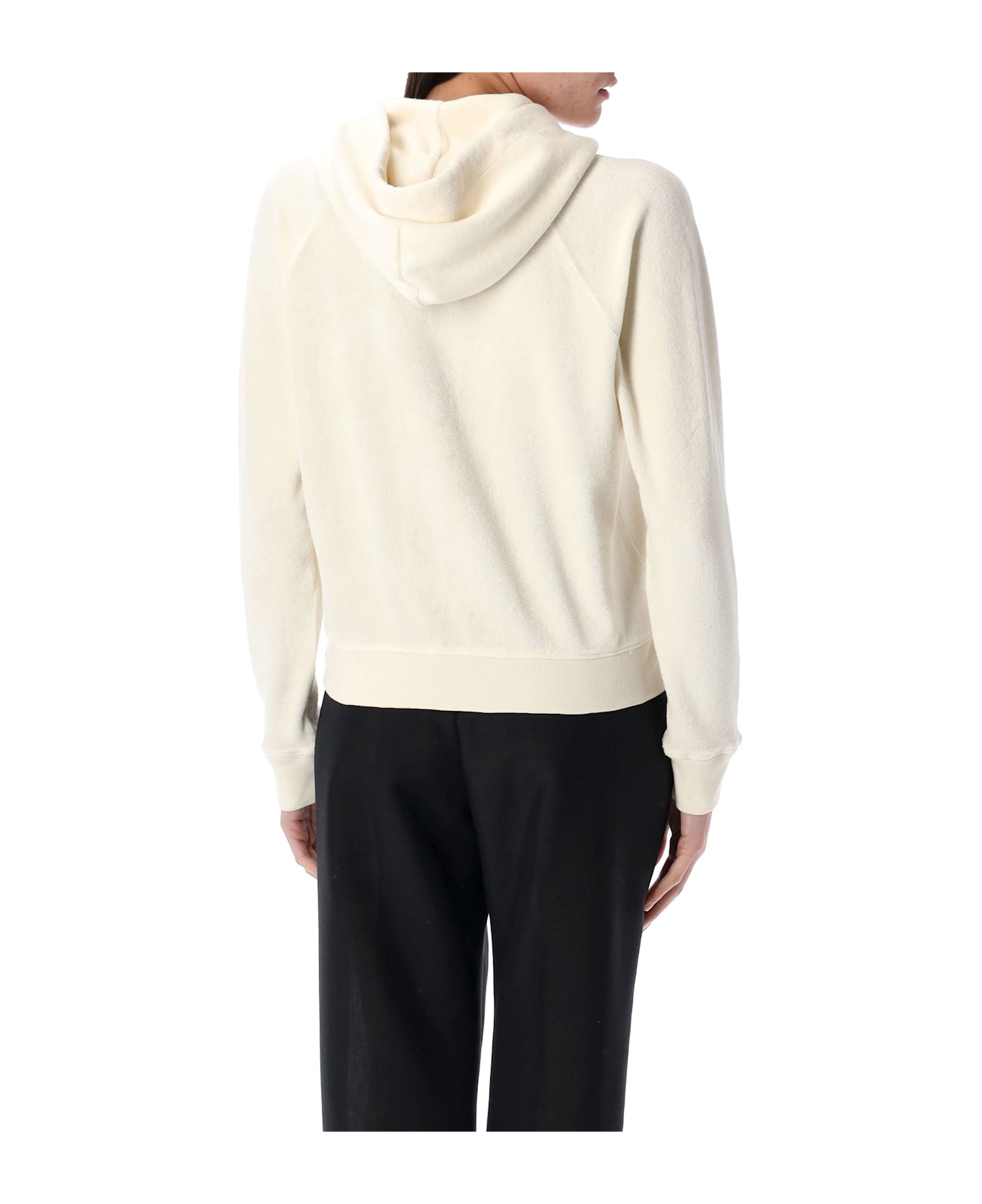 Tom Ford Towelling Zip Hoodie - ECRU