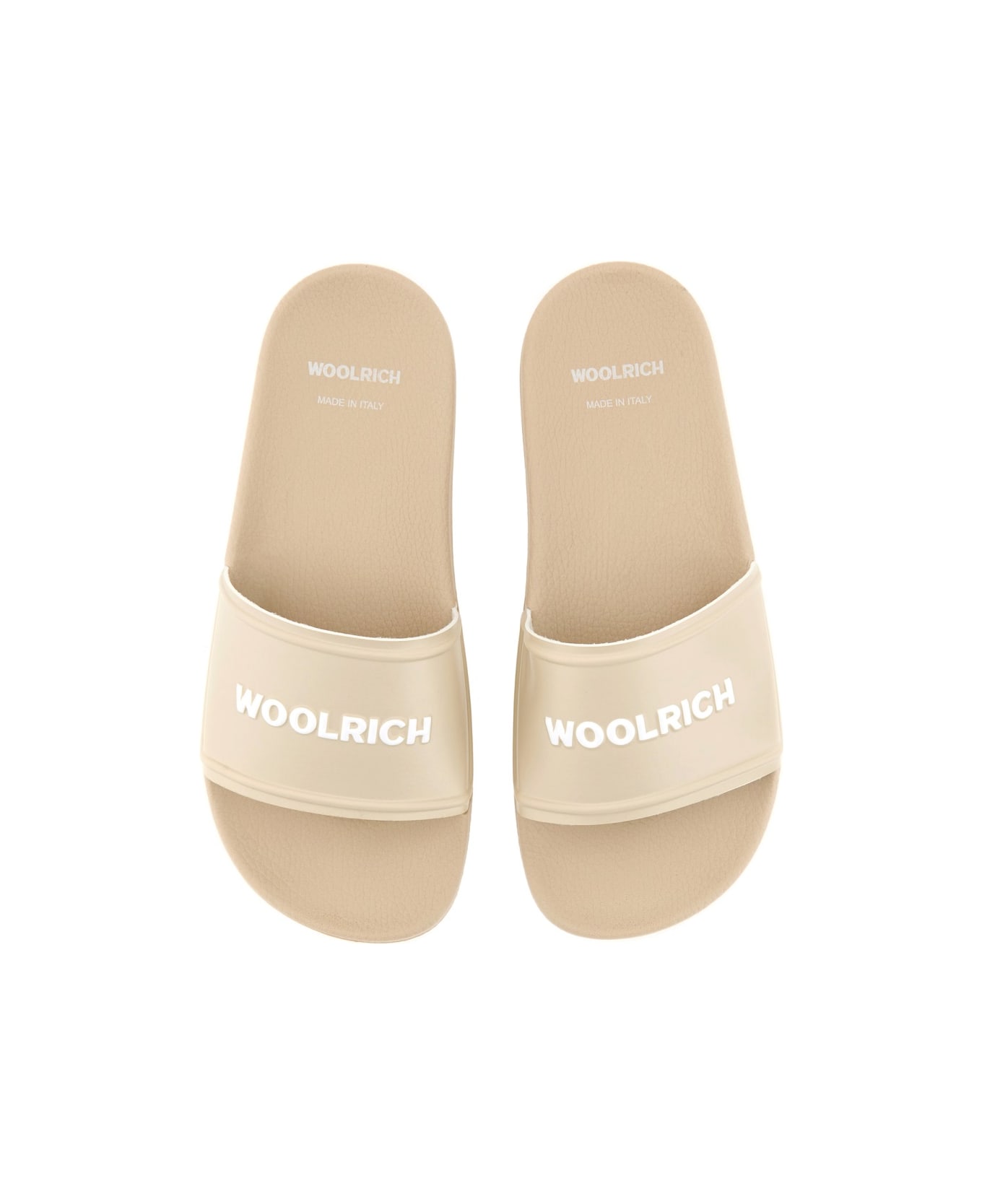 Woolrich Slide Sandal With Logo - BEIGE