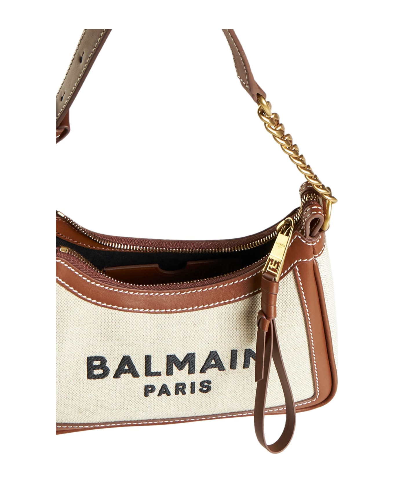 Balmain B-army Hand Clutch Bag - Gem Naturel/marron