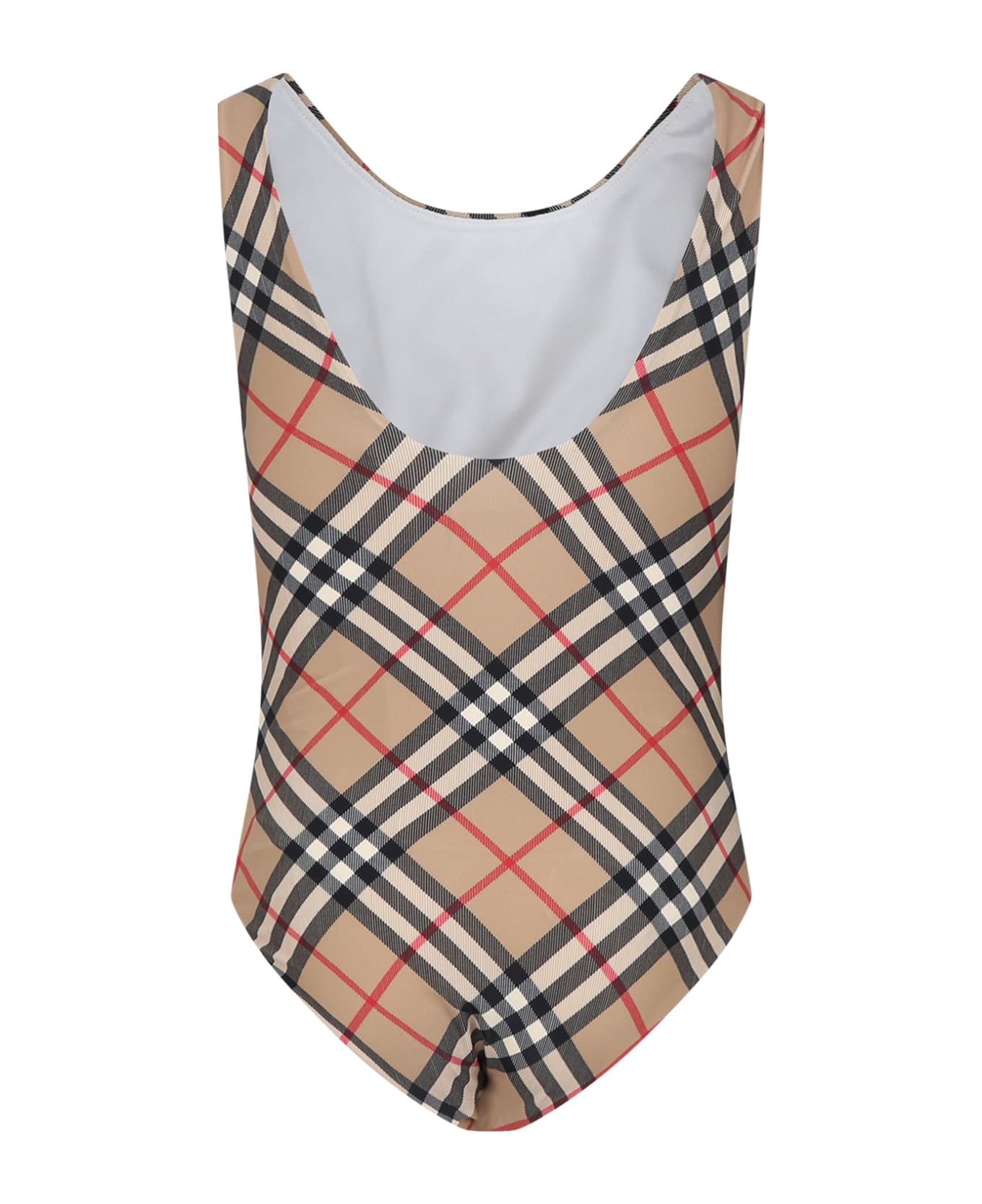 Burberry Beige Swimsuit For Girl With Iconic Check - Beige