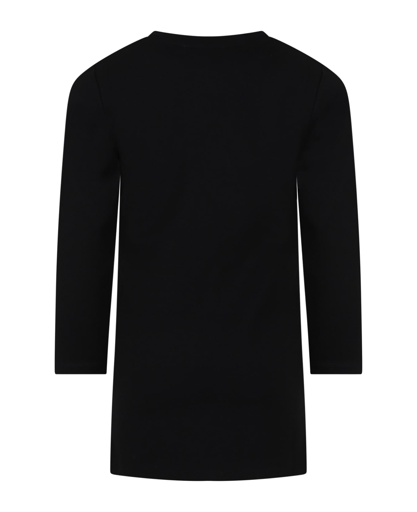 Rykiel Enfant Black Dress For Girl With Logo - Black ワンピース＆ドレス