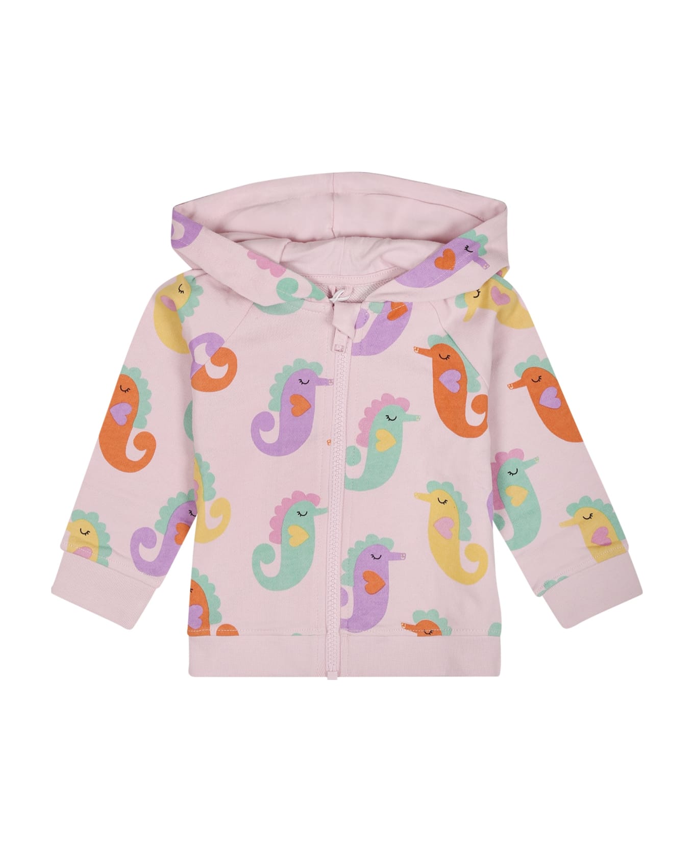 Stella McCartney Kids Pink Sweatshirt For Baby Girl With Seahorse - Violet