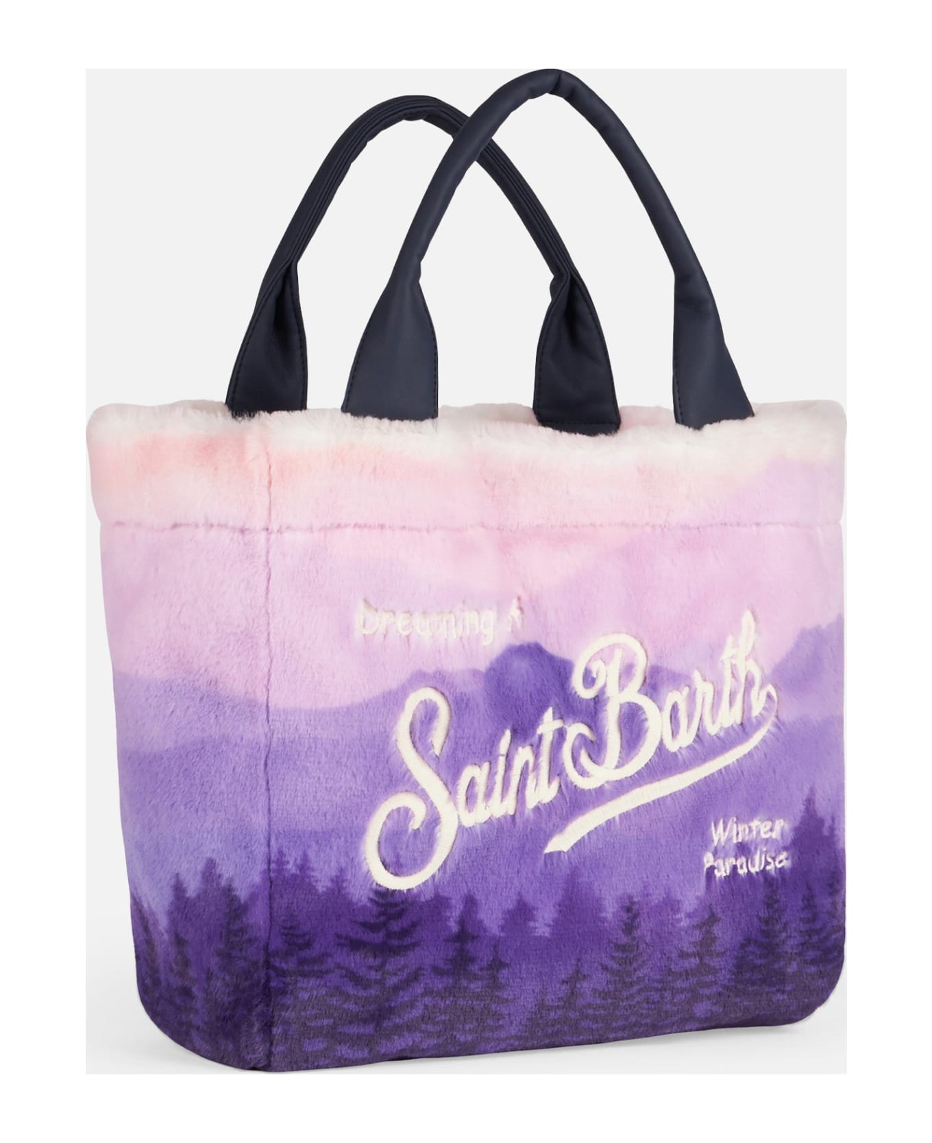 MC2 Saint Barth Furry Soft Colette Handbag With Postcard Jacquard - PINK
