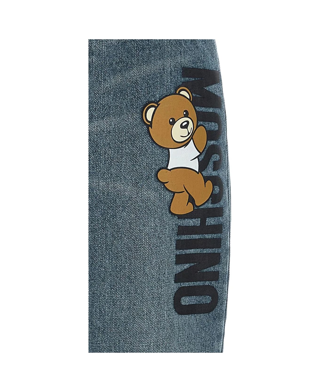 Moschino Blue Jeans With Moschino Teddy Bear Logo - Blue