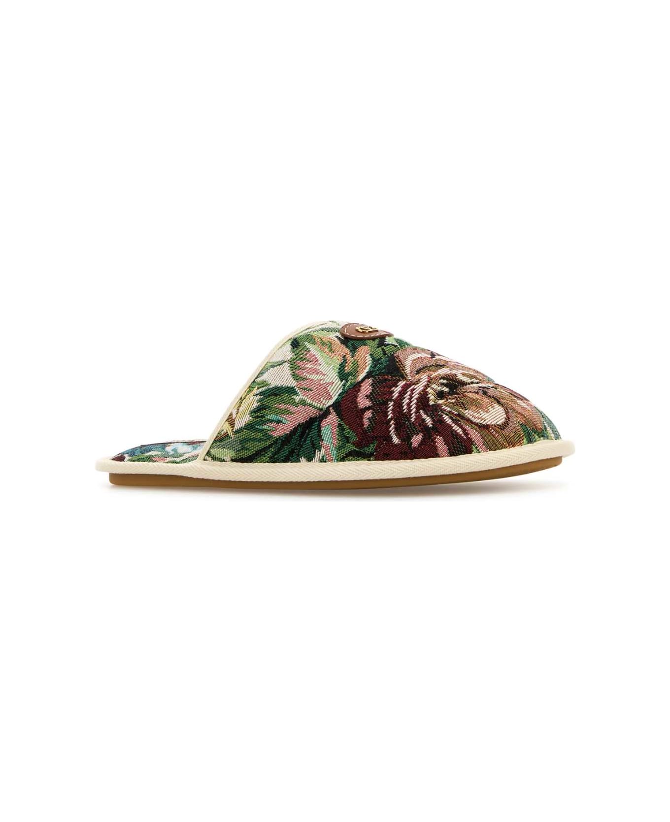 Valentino Garavani Printed Fabric Ta Chambre Slippers - MULTICOLORIVORYIVORY