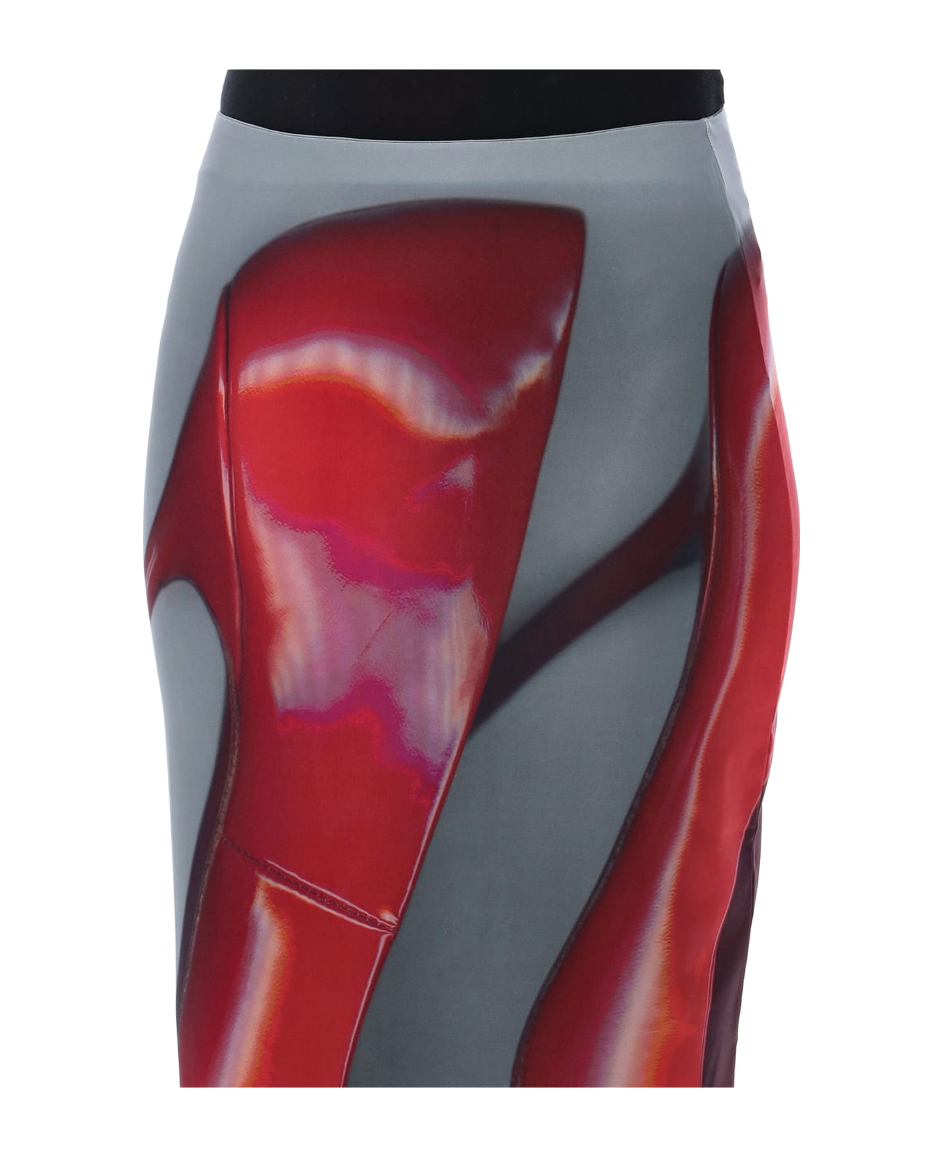 Acne Studios Printed Dark Grey Midi Skirt - DARK GREY RED