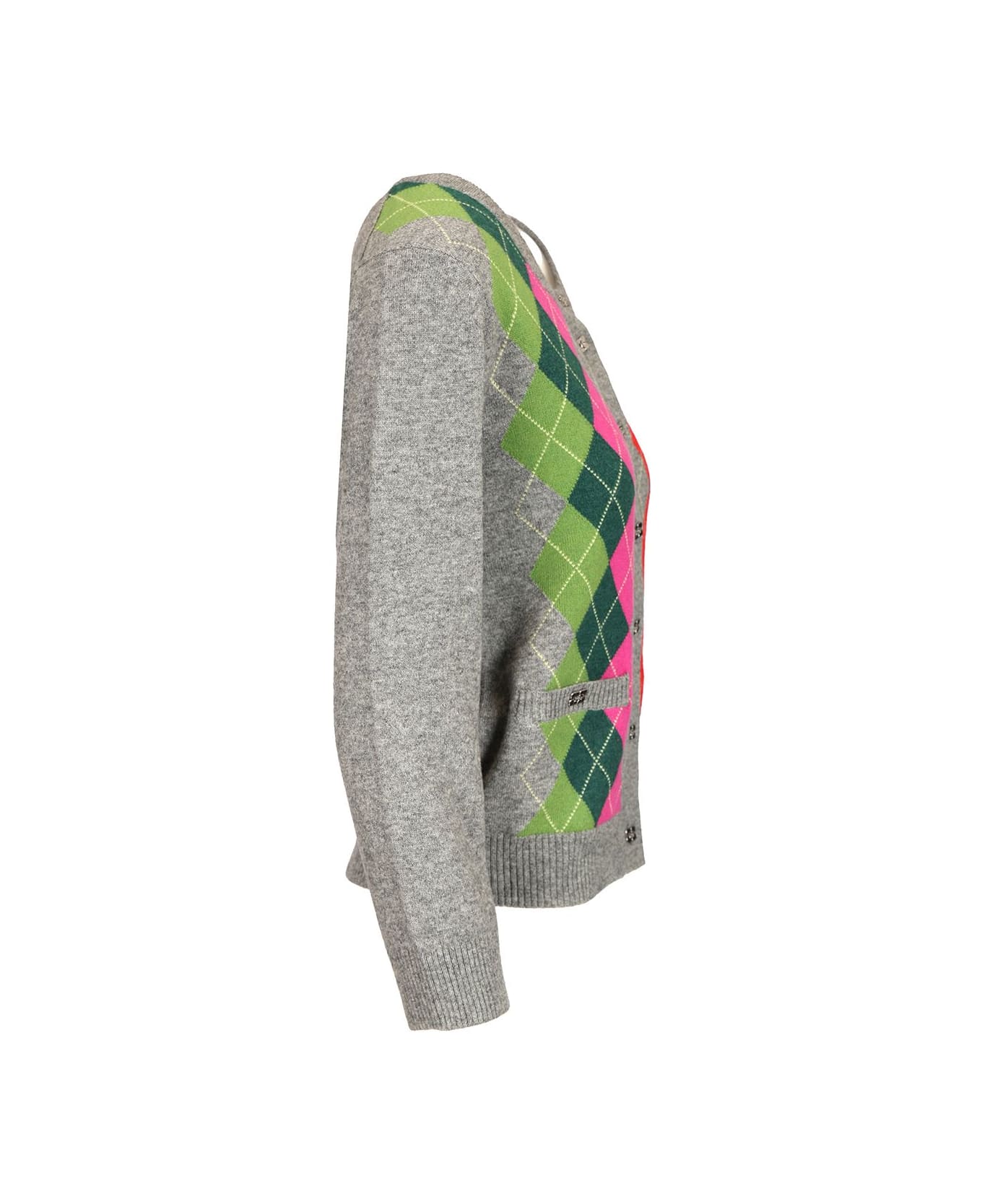 Ganni Checked Cardigan - Grey