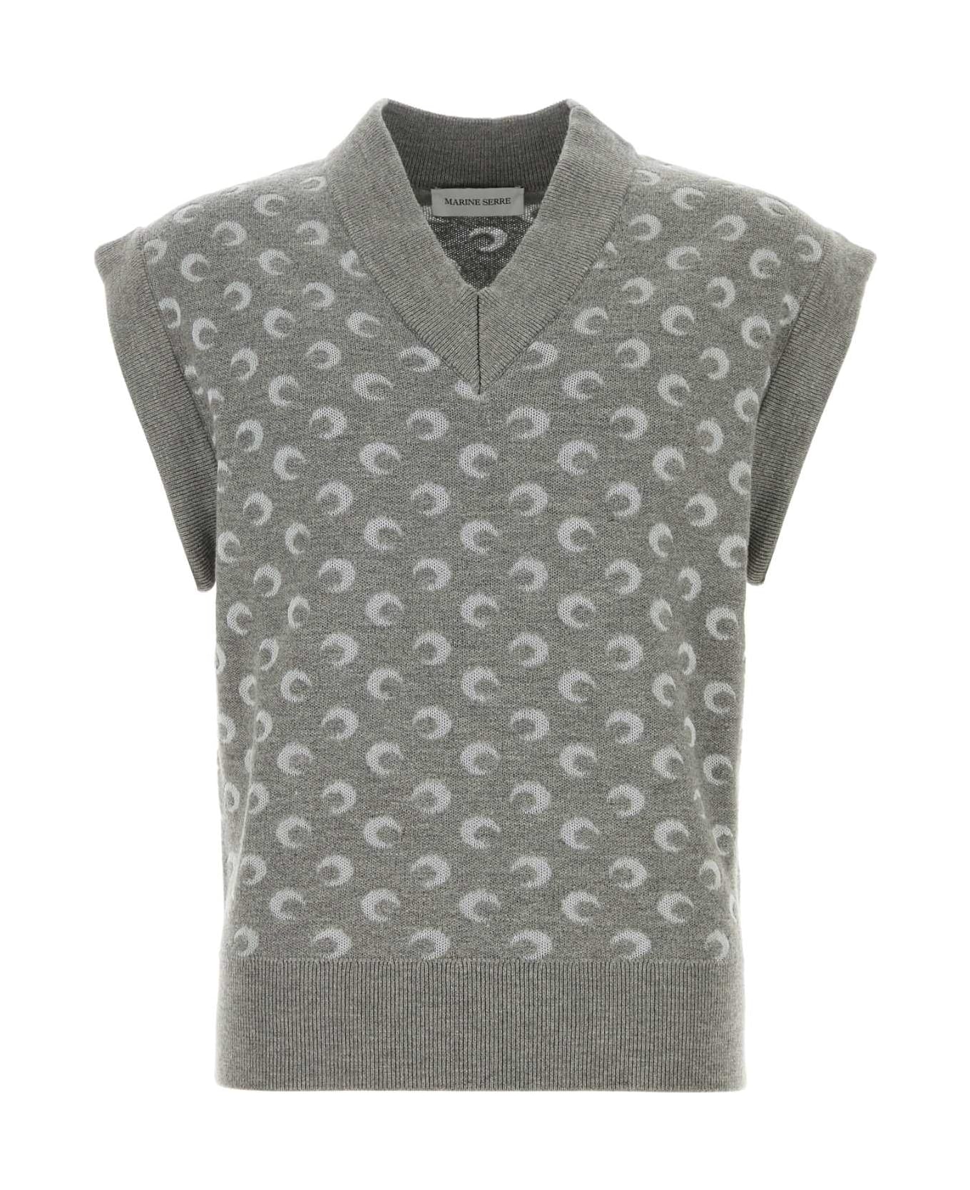 Marine Serre Embroidered Wool And Viscose Vest - GREY