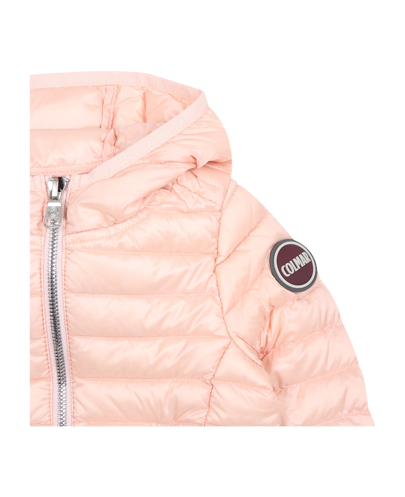 Colmar Pink Down Jacket For Baby Girl With Logo - Pink コート＆ジャケット