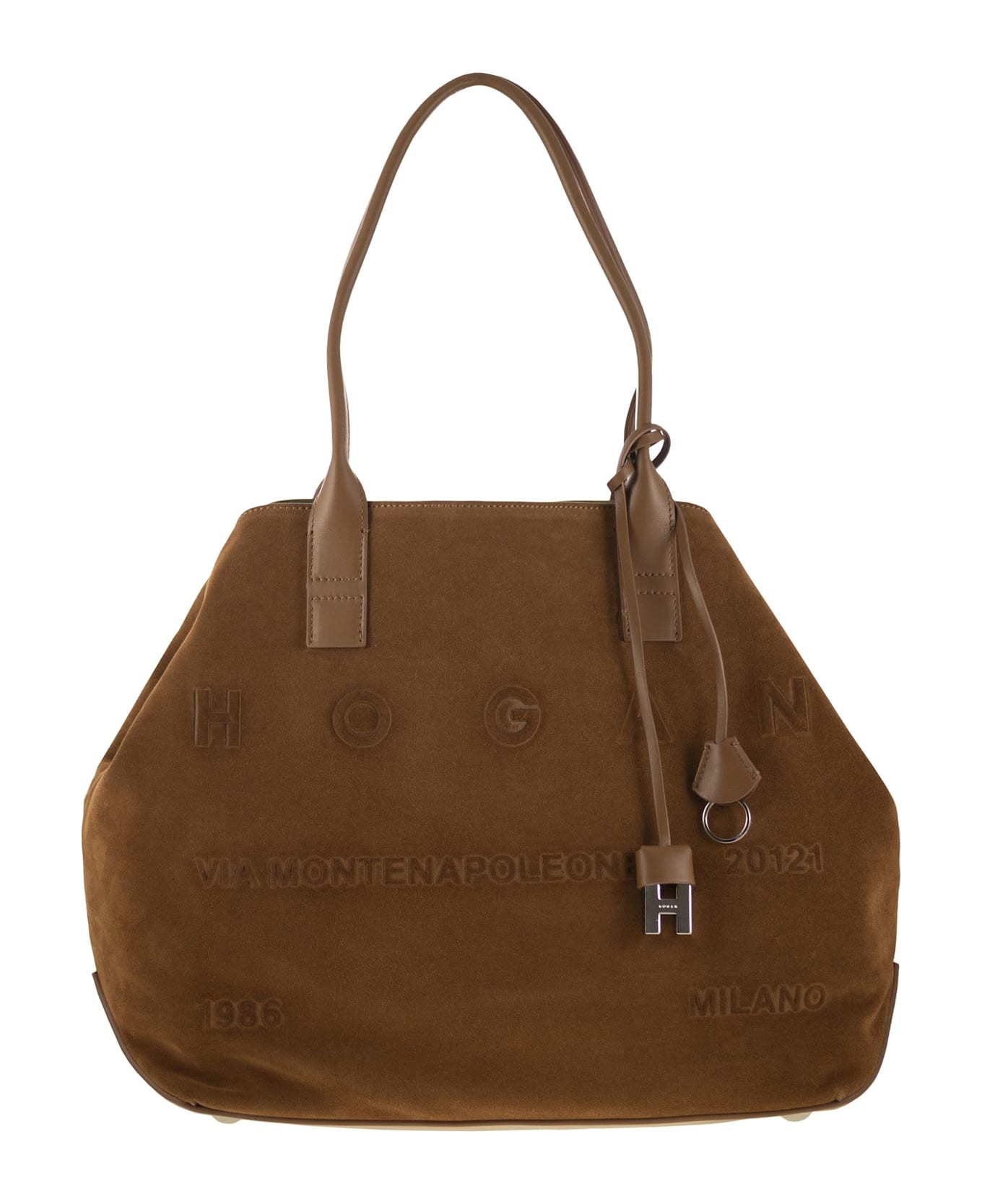 Hogan Medium Script Shopping Bag In Suede - Leather