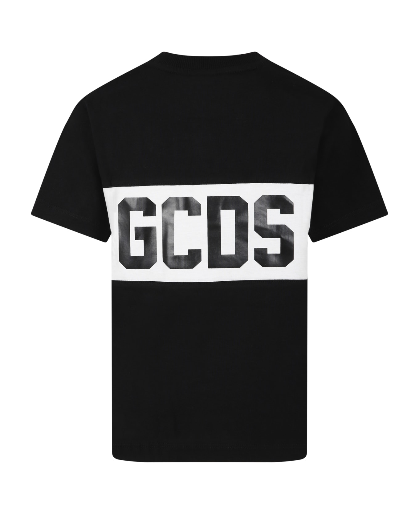GCDS Mini Black T-shirt For Kids With Logo Print - Black