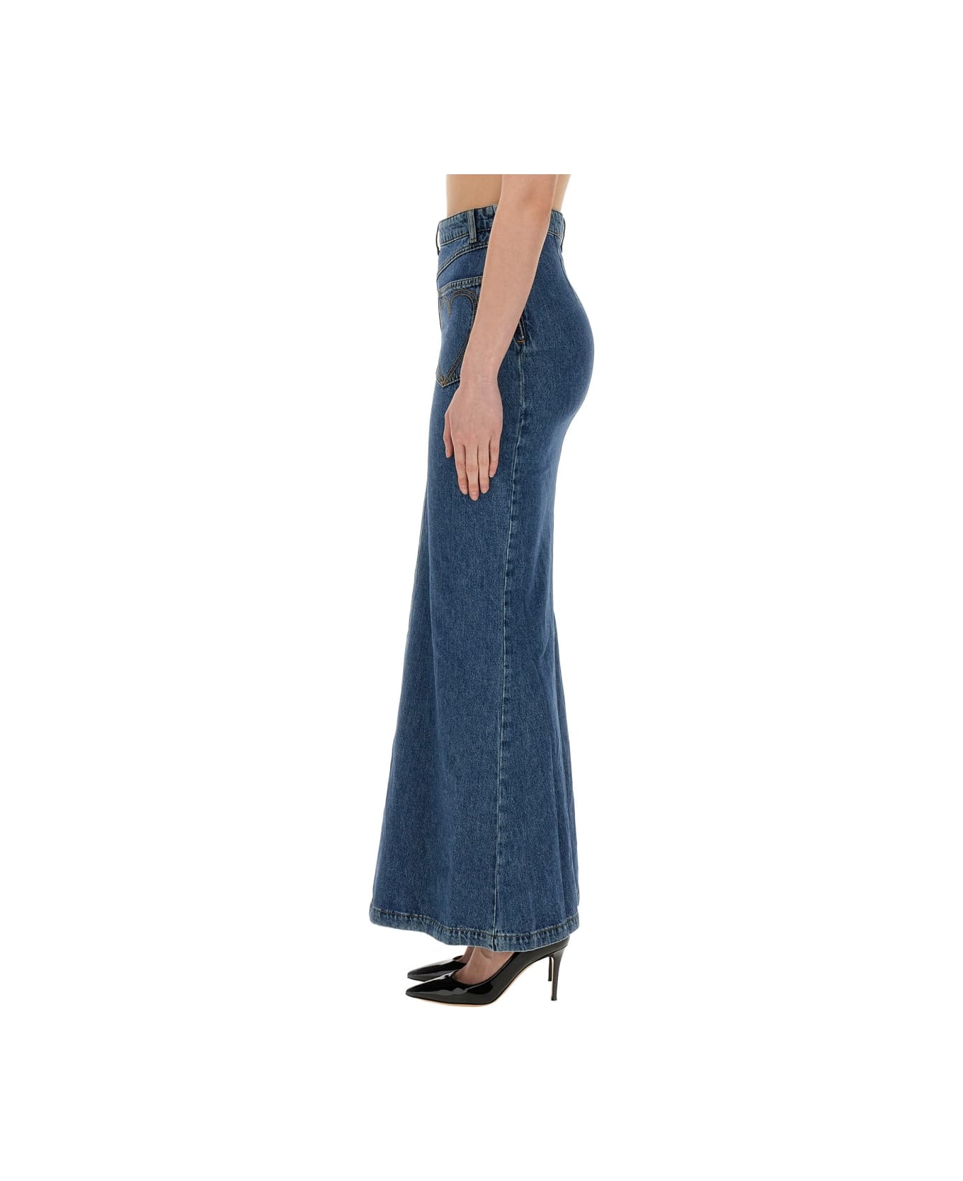 M05CH1N0 Jeans Long Skirt - BLUE