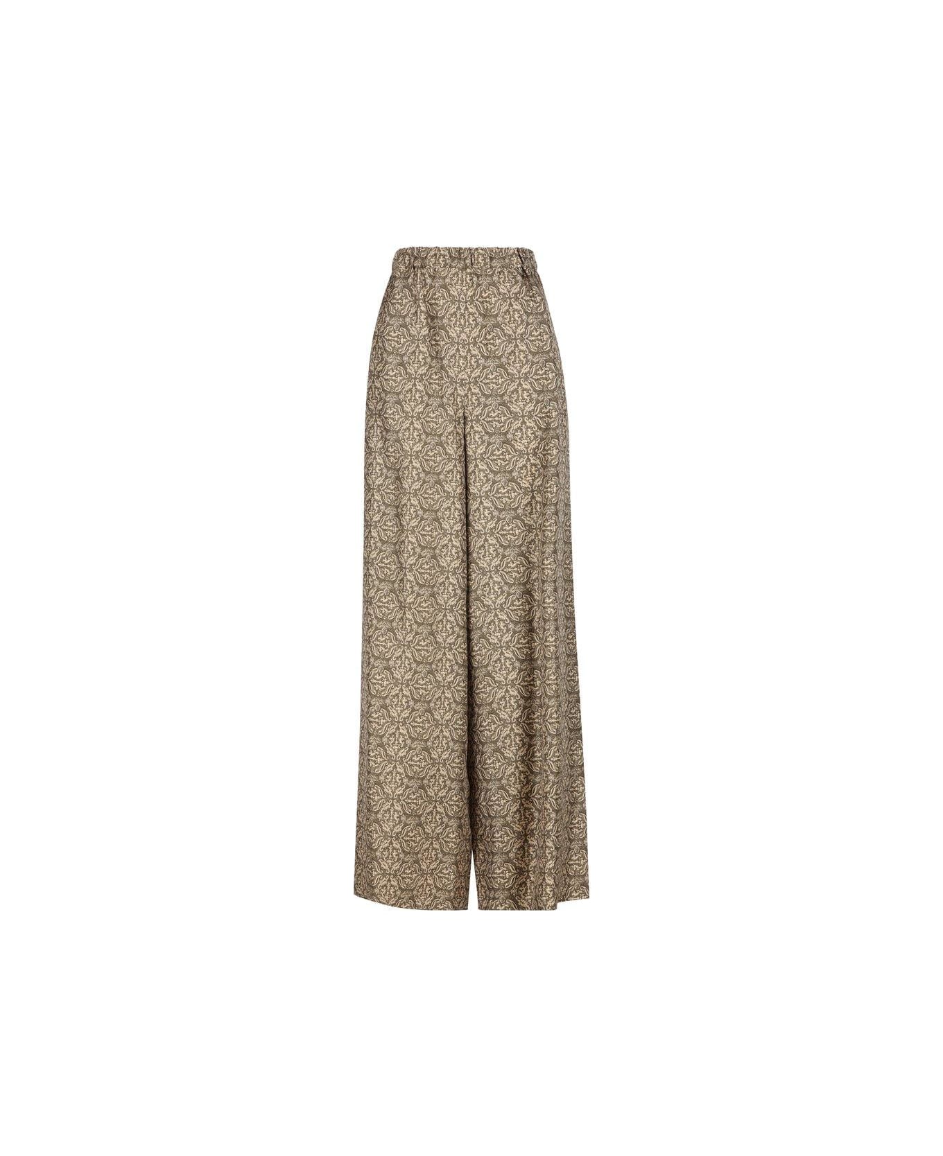Max Mara Patterned Wide-leg Trousers - Brown