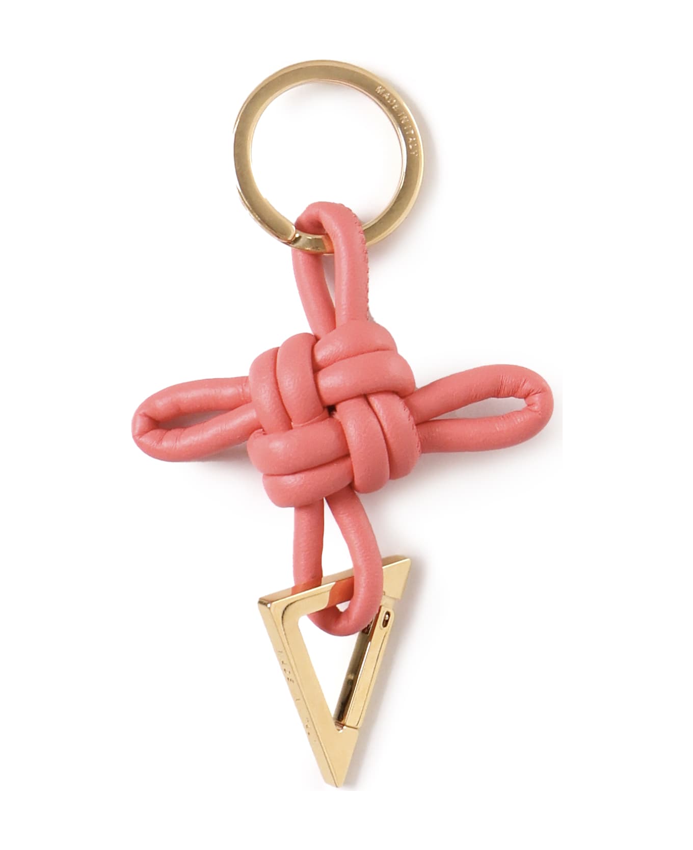 Bottega Veneta Triangle Key Ring In Nappa Leather - CRUSHED BERRY GOLD