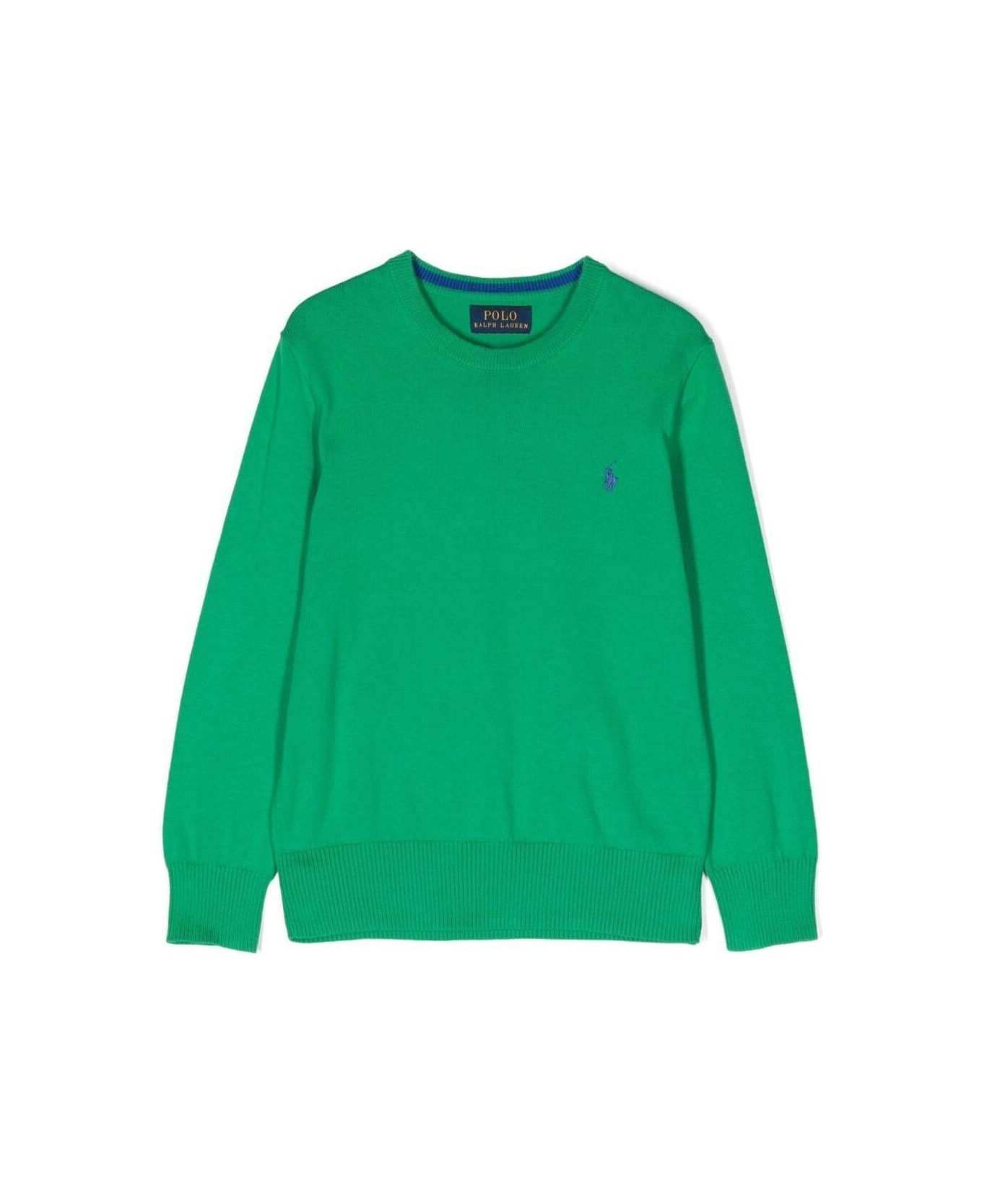 Polo Ralph Lauren Green Sweater With Logo In Cotton Boy - Green