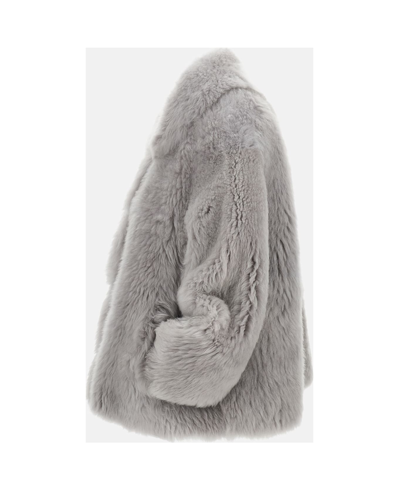 Desa 1972 Shearling Trapeze Jacket - Grey