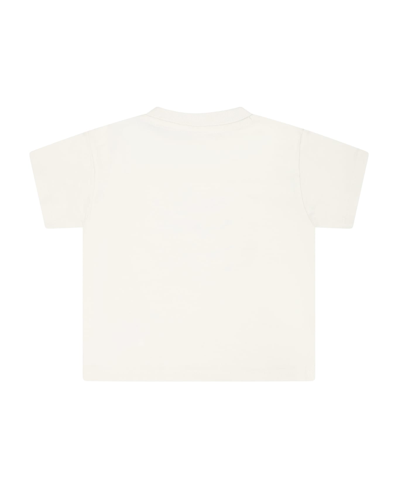 Molo Ivory T-shirt For Babykids With Smiley - White