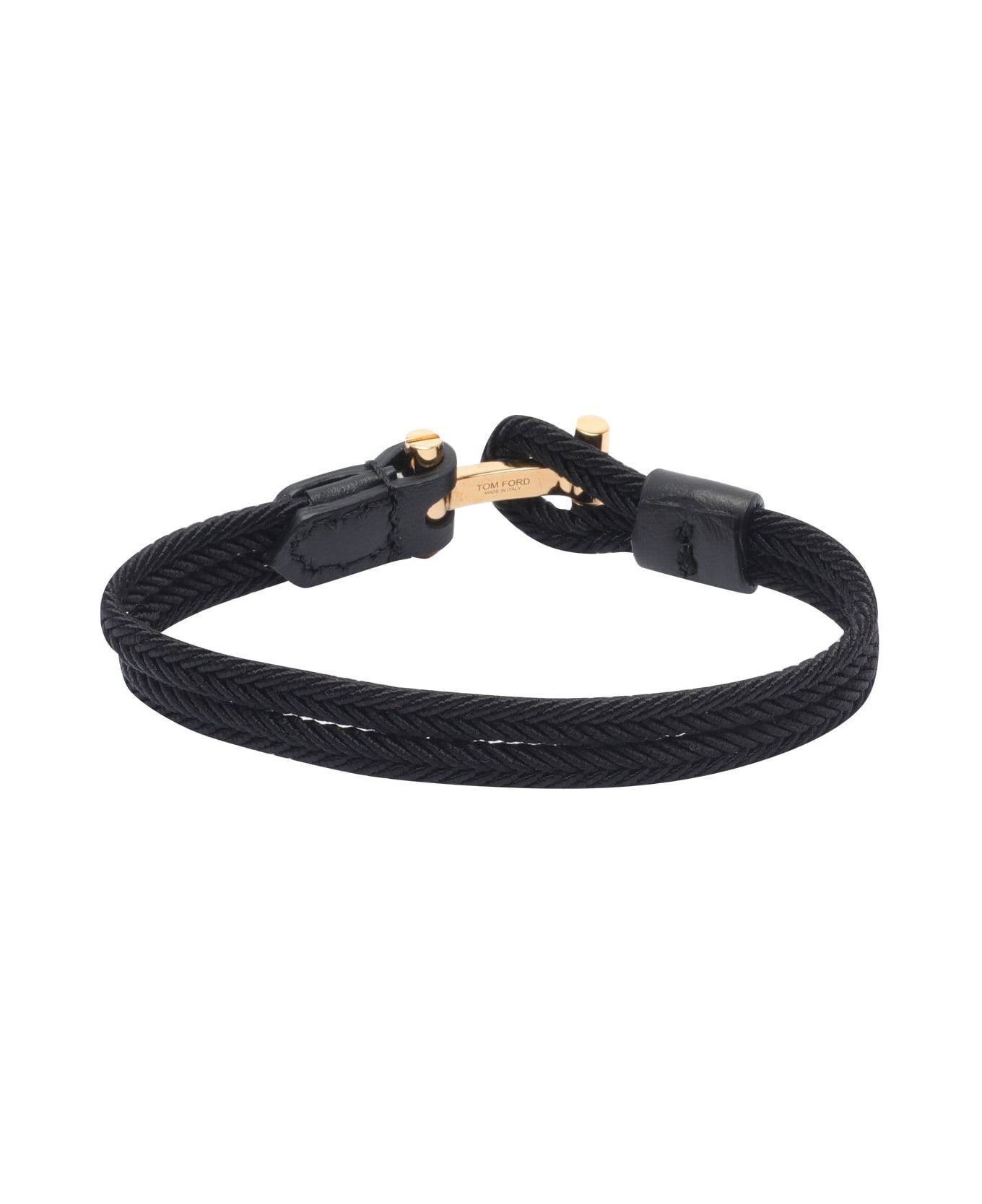 Tom Ford T Logo Plaque Bracelet - Black